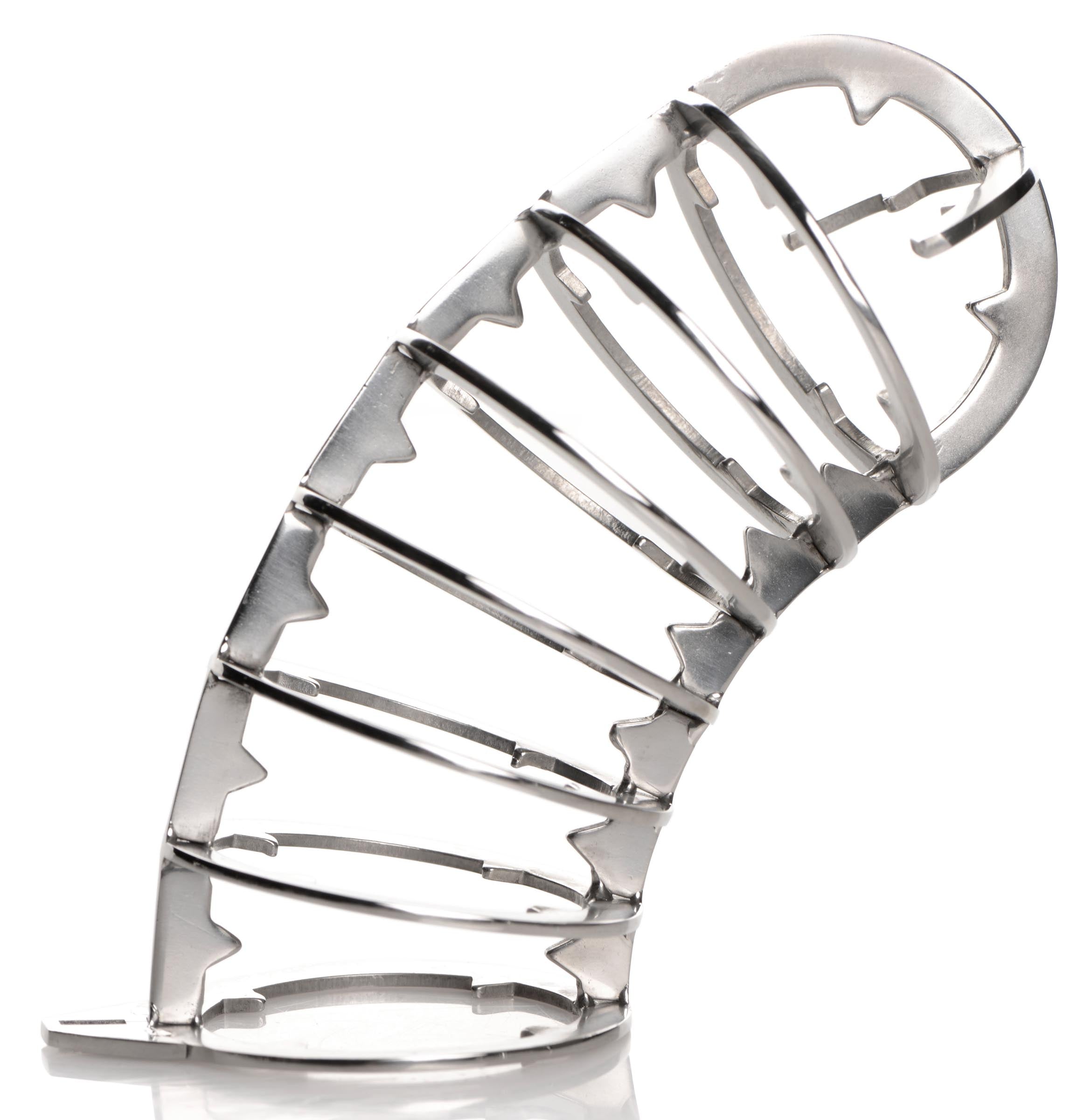 Master Series Stainless Steel Spiked Chastity Cage Grey
