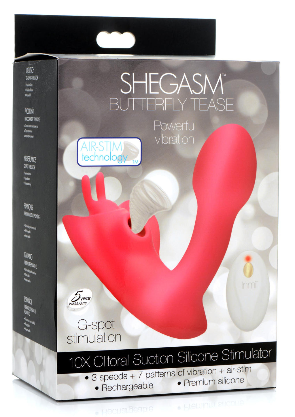 Shegasm Butterfly Tease 10X Clitoral Suction Silicone Stimulator Pink