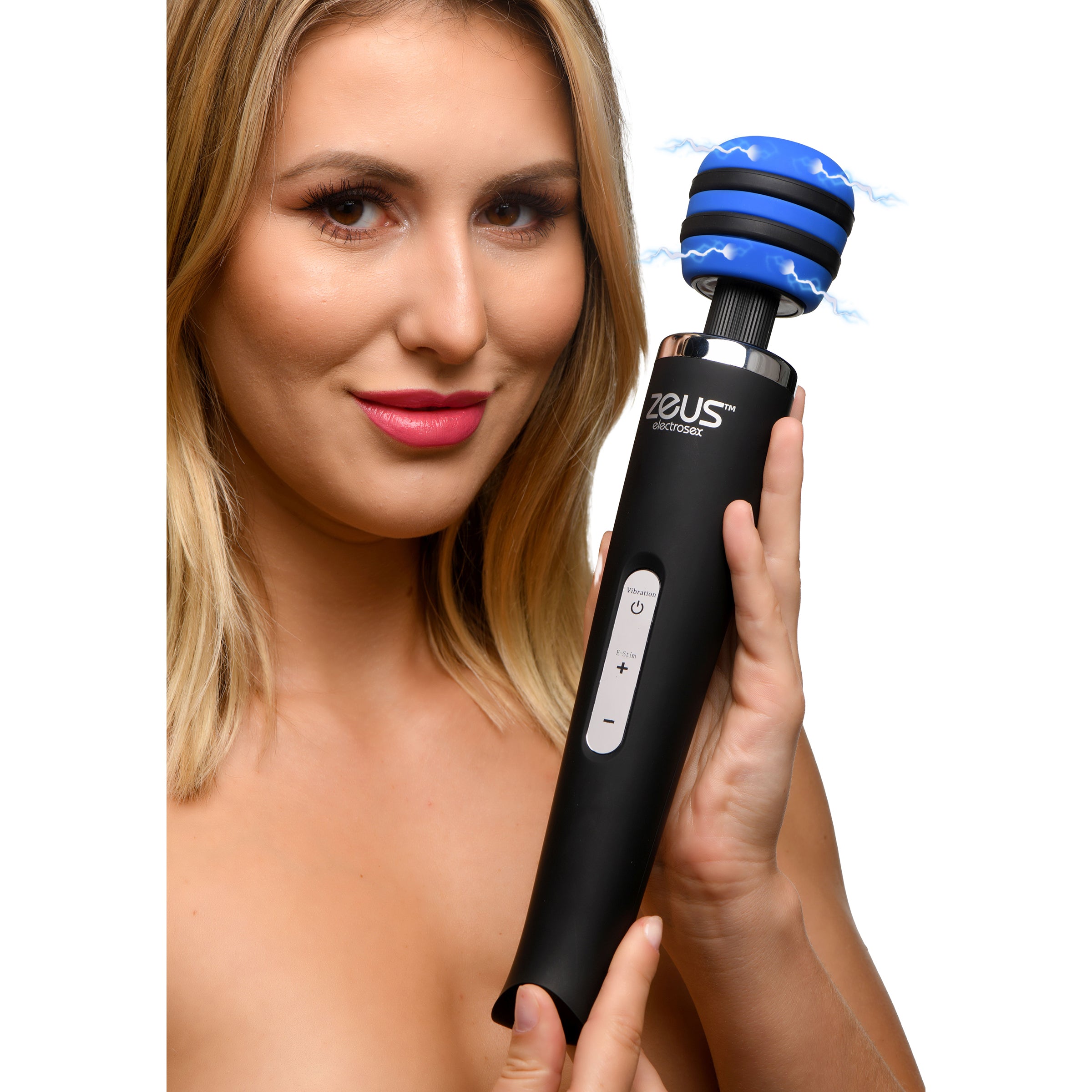 Zeus Electrosex Blue-Arc E-Stim Vibrating Wand Black