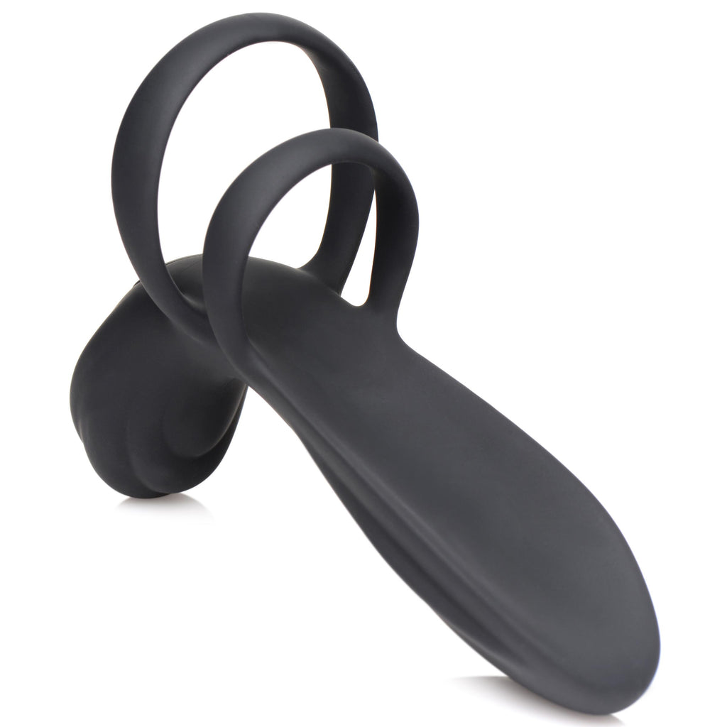 Trinity Men 10X Silicone Vibrating Girth Enhancer with Remote Control Black
