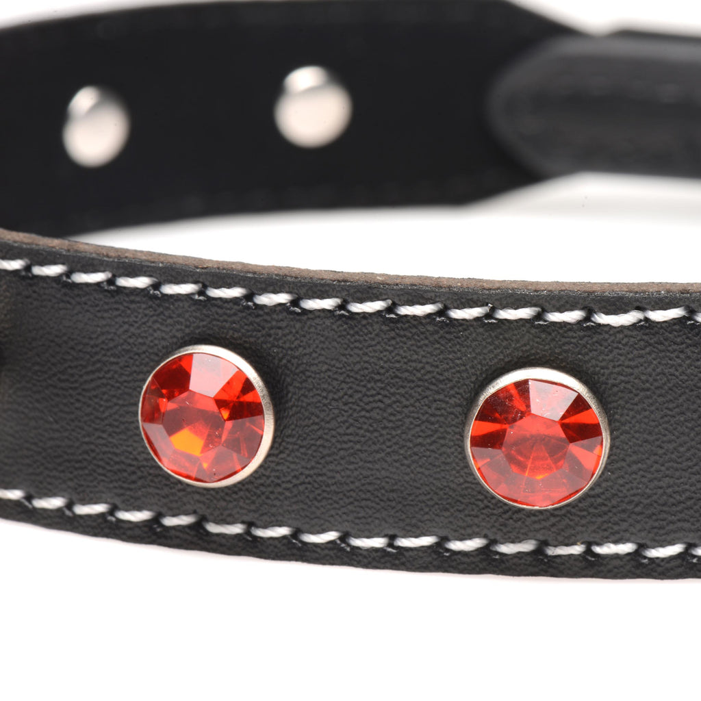 Strict Rhinestone Choker with O-Ring - Red Red