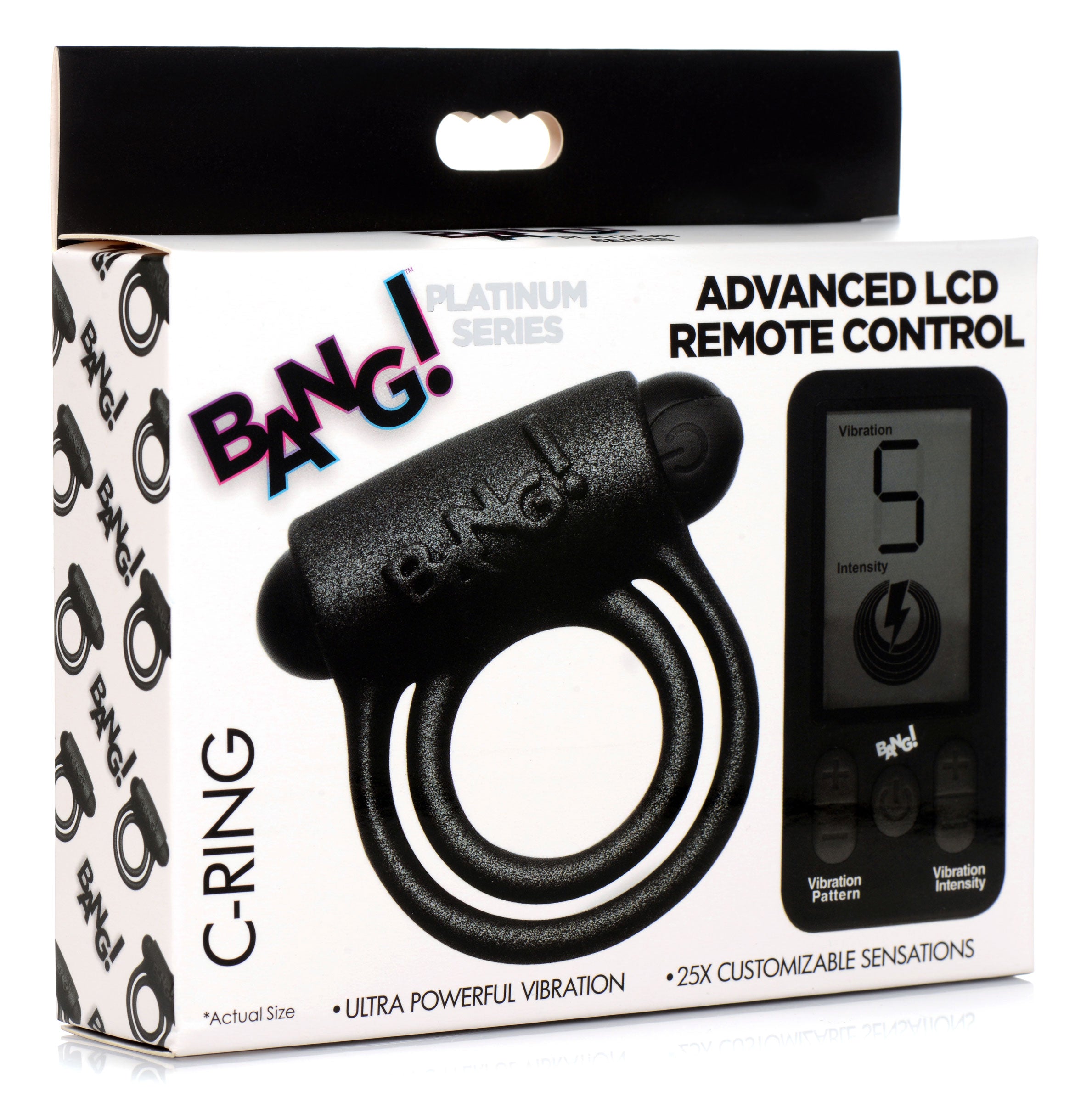 Bang! 25X Vibrating Silicone Cock Ring with Remote Control Black
