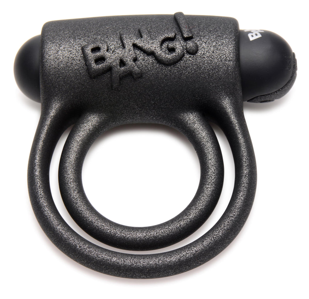 Bang! 25X Vibrating Silicone Cock Ring with Remote Control Black