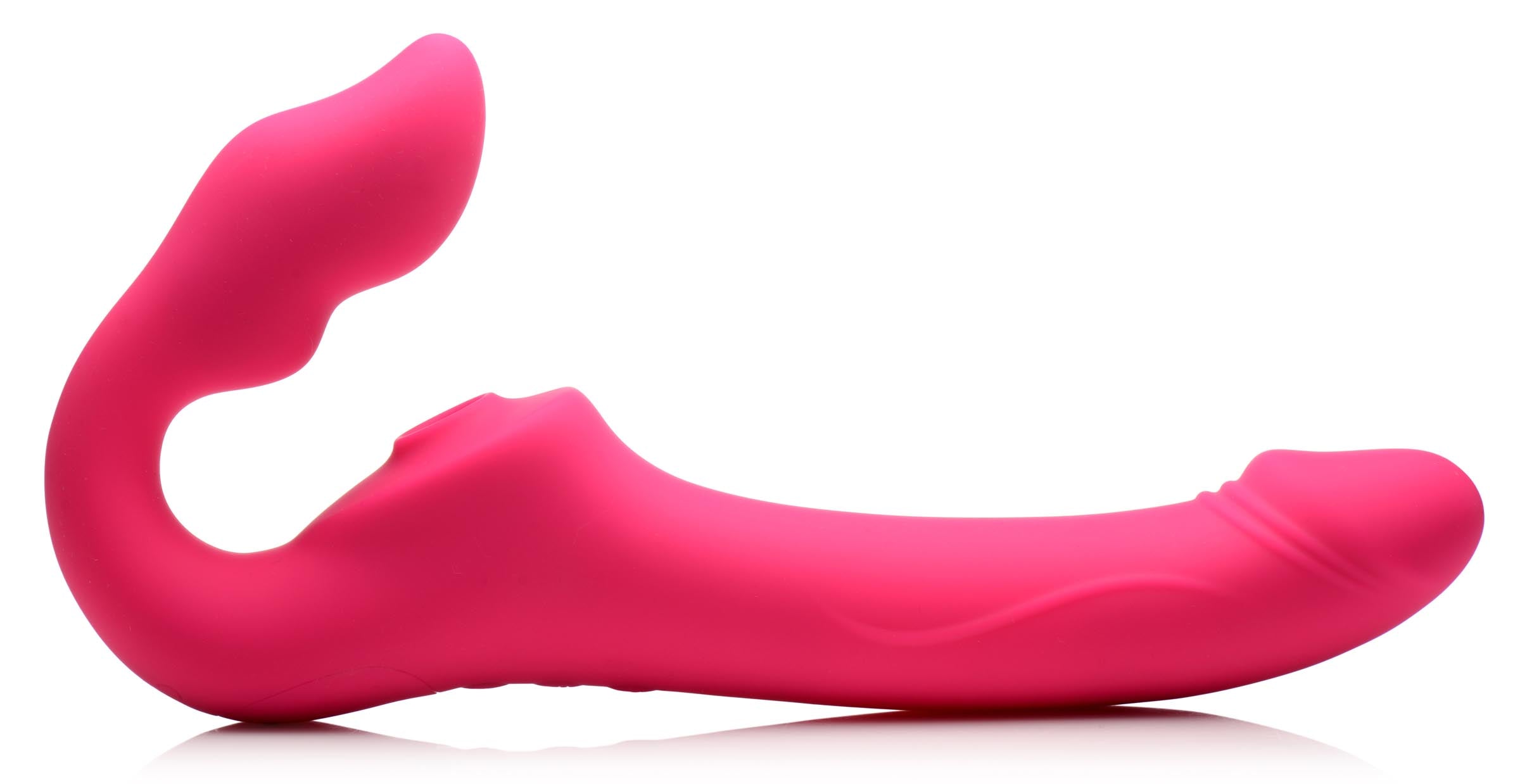 Strap U Licking and Vibrating Strapless Strap-On with Remote Control Pink