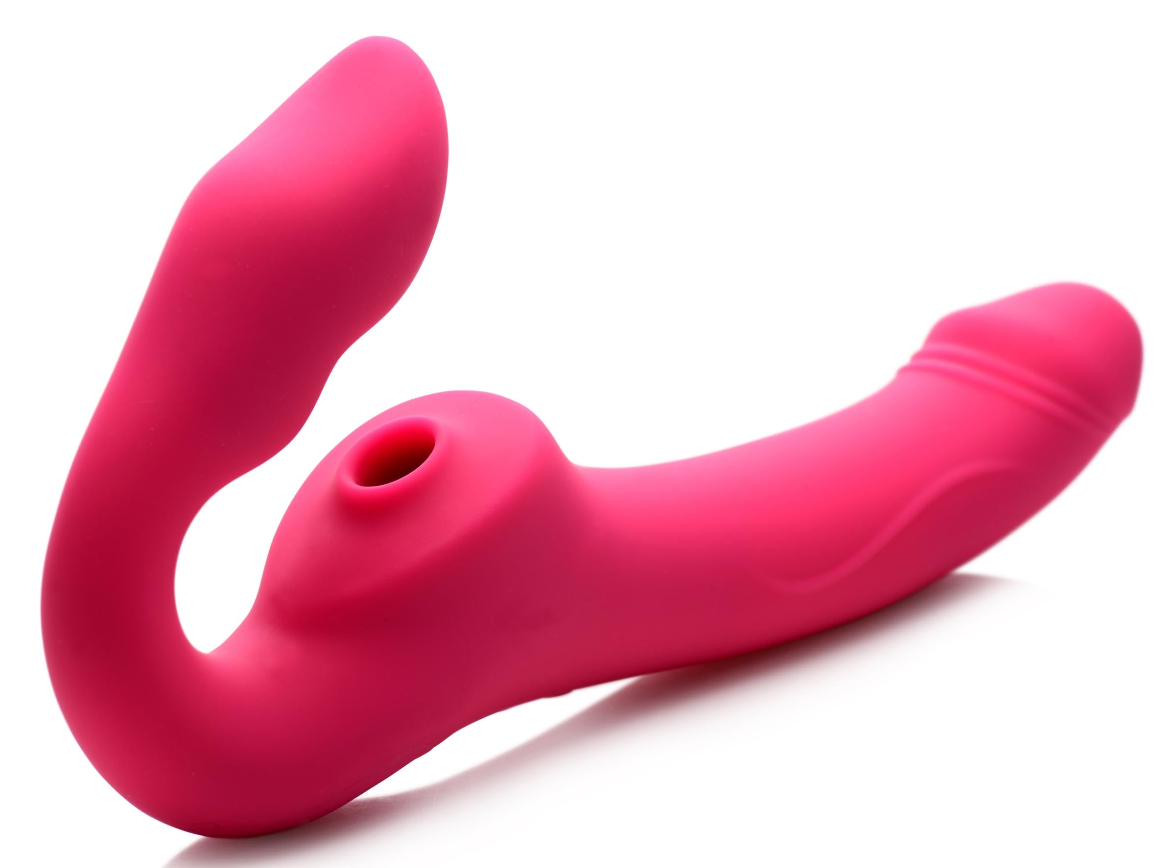 Strap U Licking and Vibrating Strapless Strap-On with Remote Control Pink