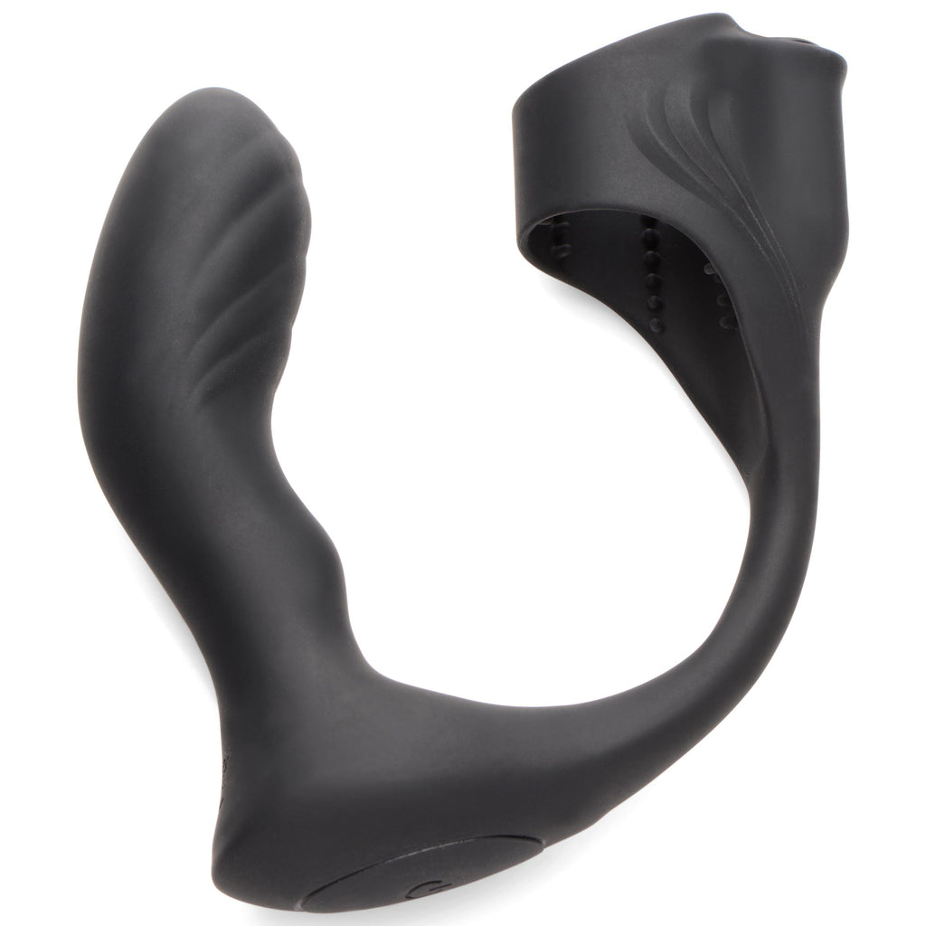 Trinity Men 7X Silicone Prostate Plug with Ball Stretcher and Remote Black