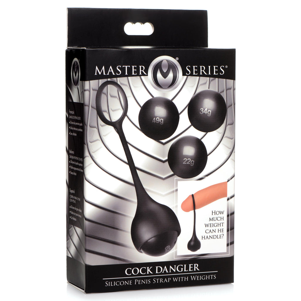 Master Series Cock Dangler Silicone Penis Strap with Weights Black
