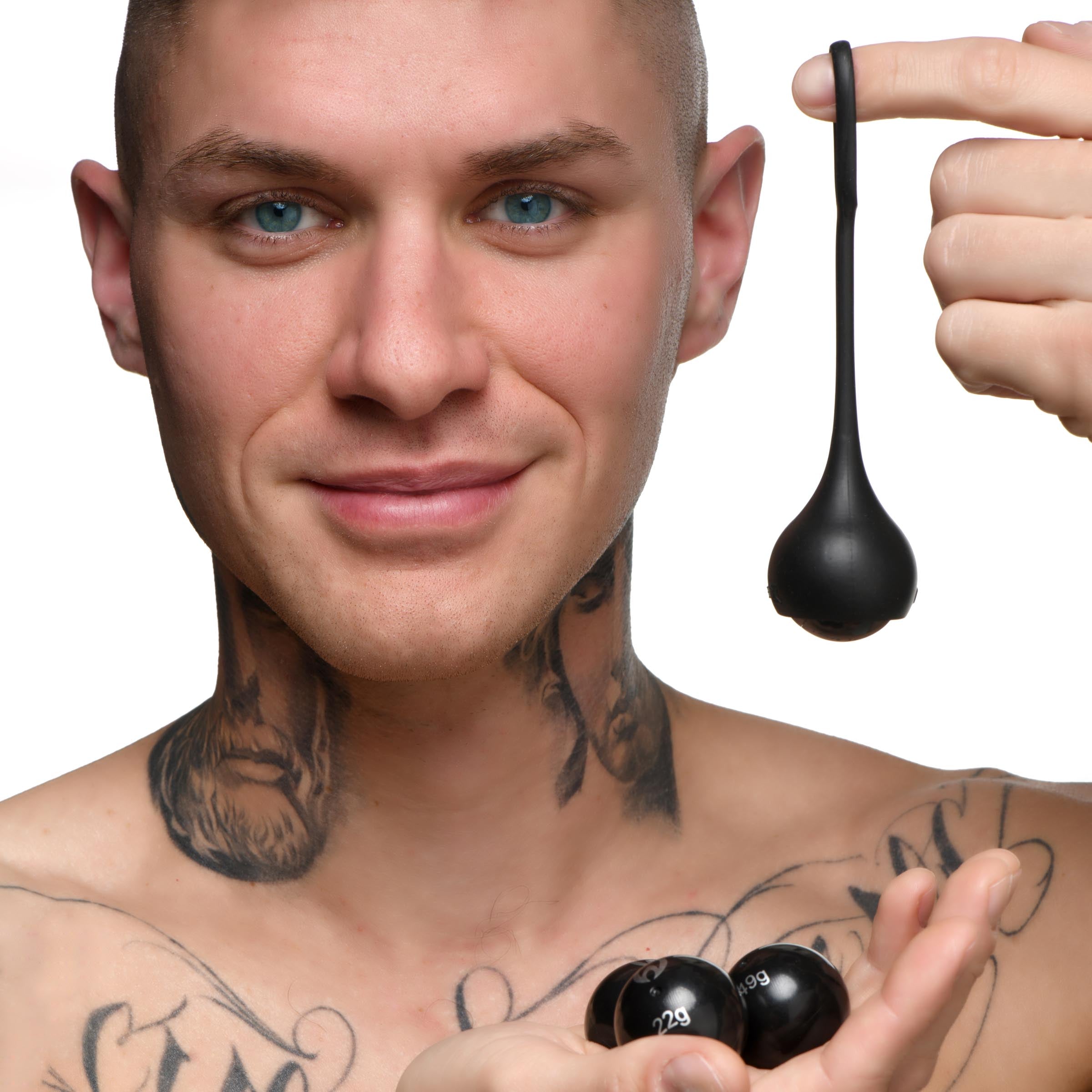 Master Series Cock Dangler Silicone Penis Strap with Weights Black