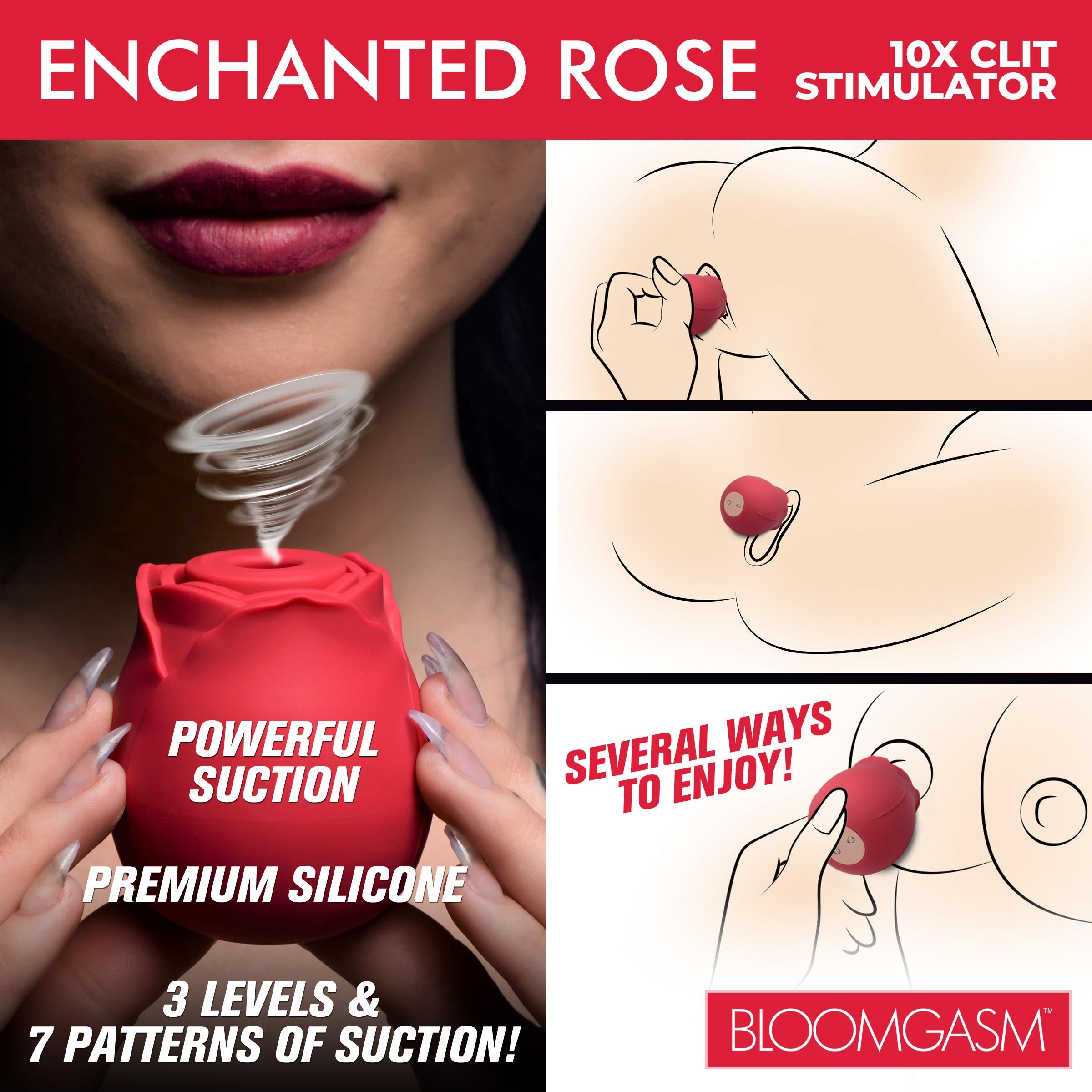 Bloomgasm Enchanted Rose 10X Clit Stimulator Red