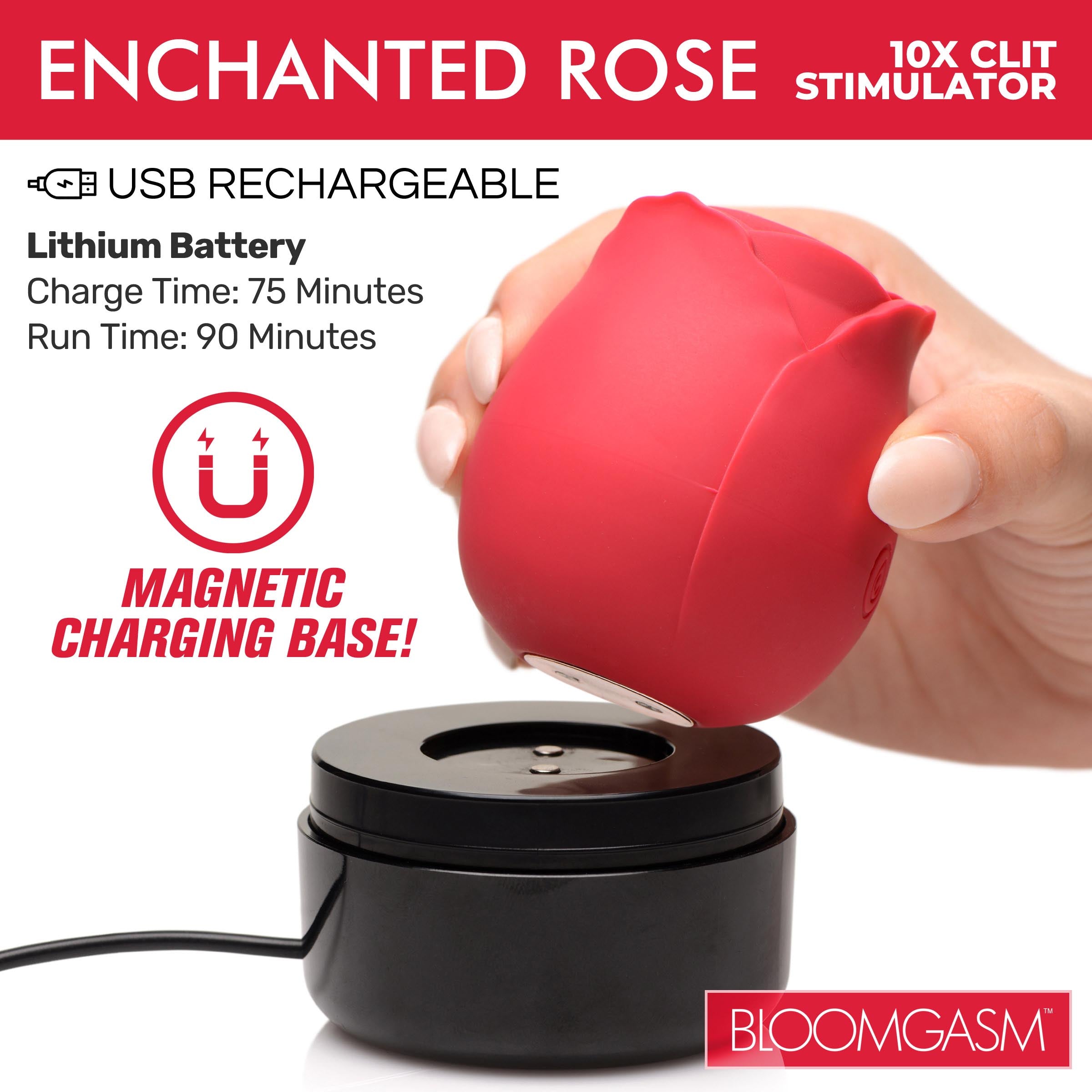 Bloomgasm Enchanted Rose 10X Clit Stimulator Red