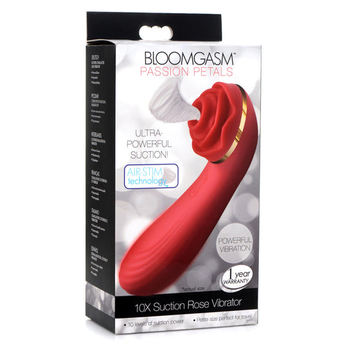Bloomgasm Passion Petals 10X Silicone Suction Rose Vibrator - Red Red