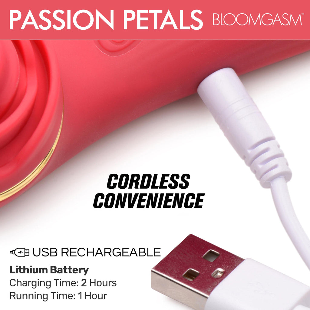 Bloomgasm Passion Petals 10X Silicone Suction Rose Vibrator - Red Red