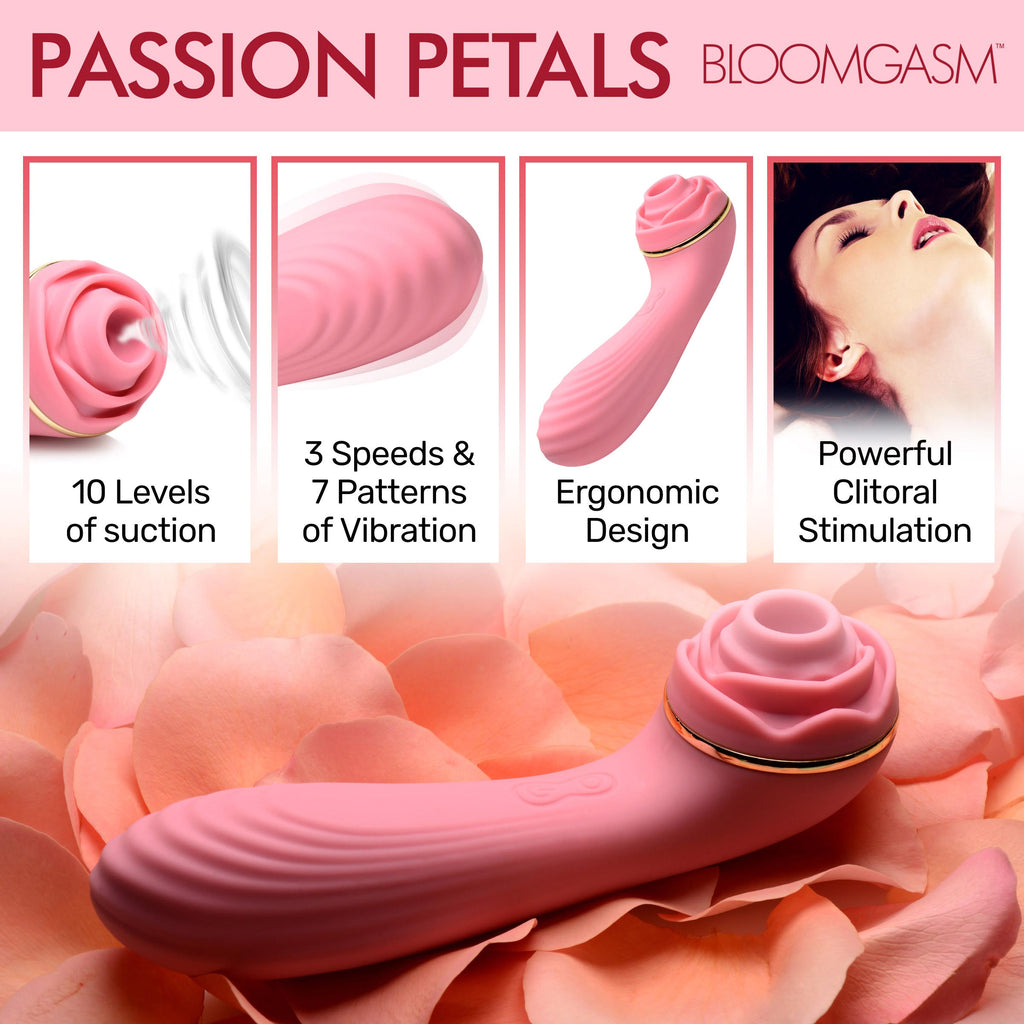 Bloomgasm Passion Petals 10X Silicone Suction Rose Vibrator - Pink Pink