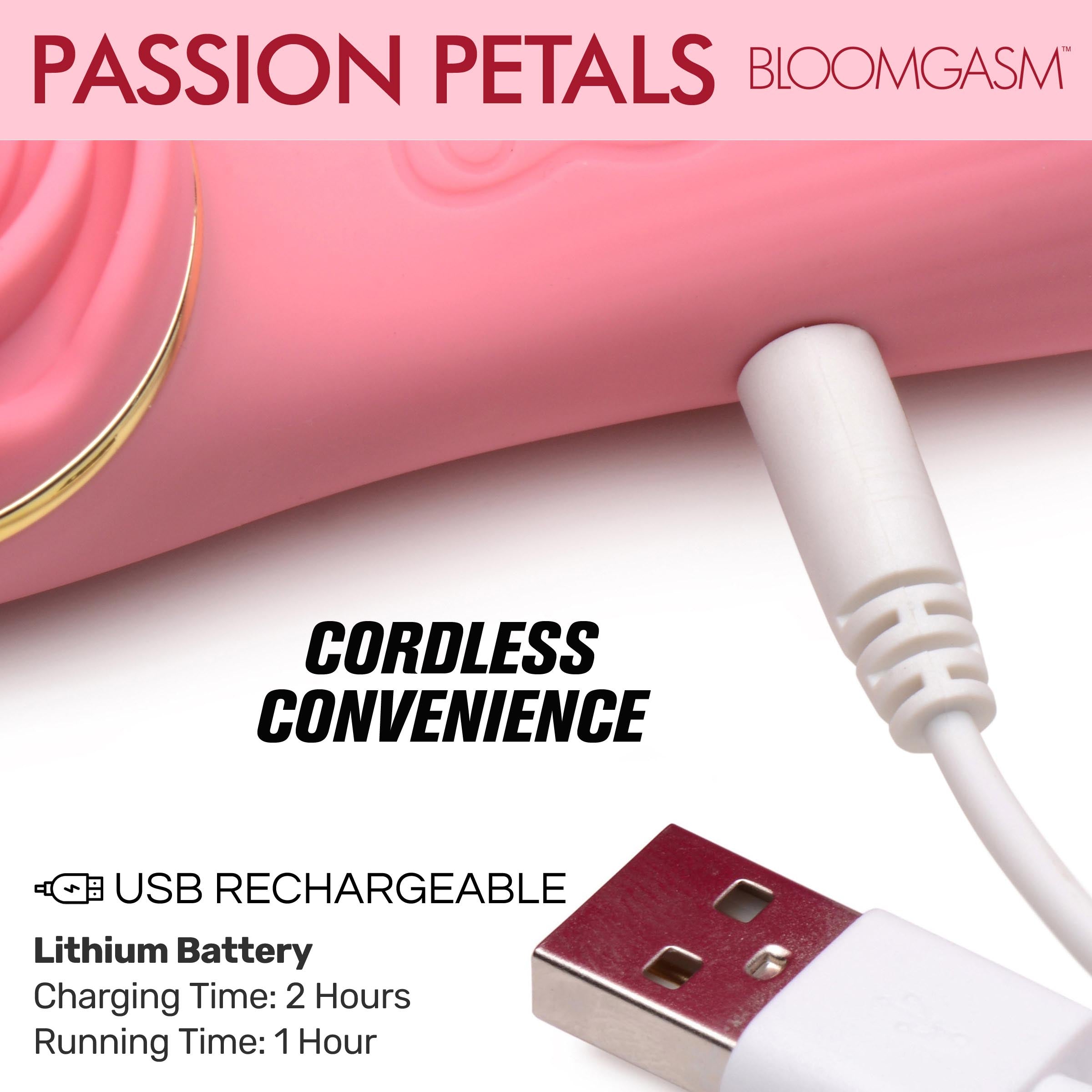 Bloomgasm Passion Petals 10X Silicone Suction Rose Vibrator - Pink Pink