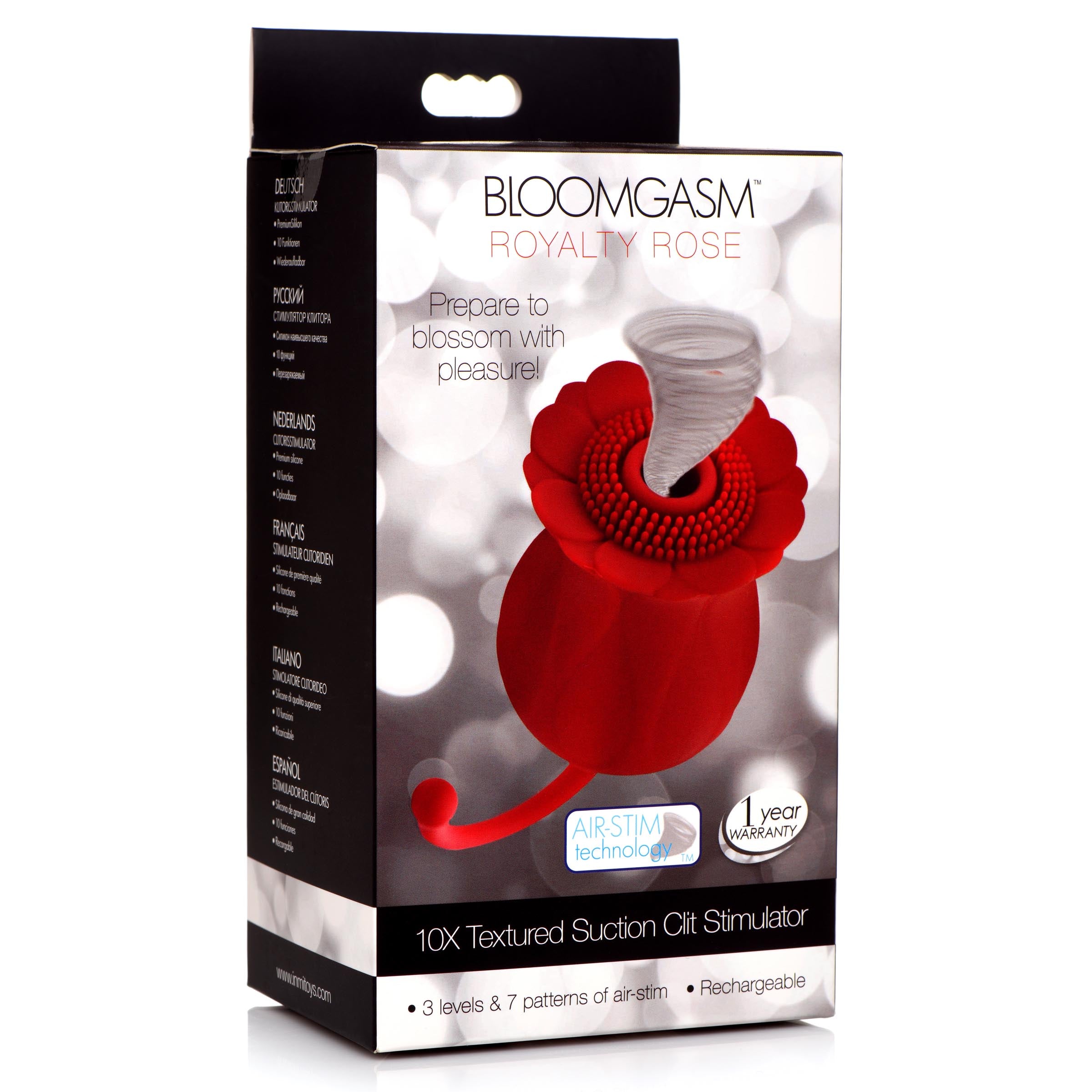 Bloomgasm Royalty Rose Textured Suction Clit Stimulator Red