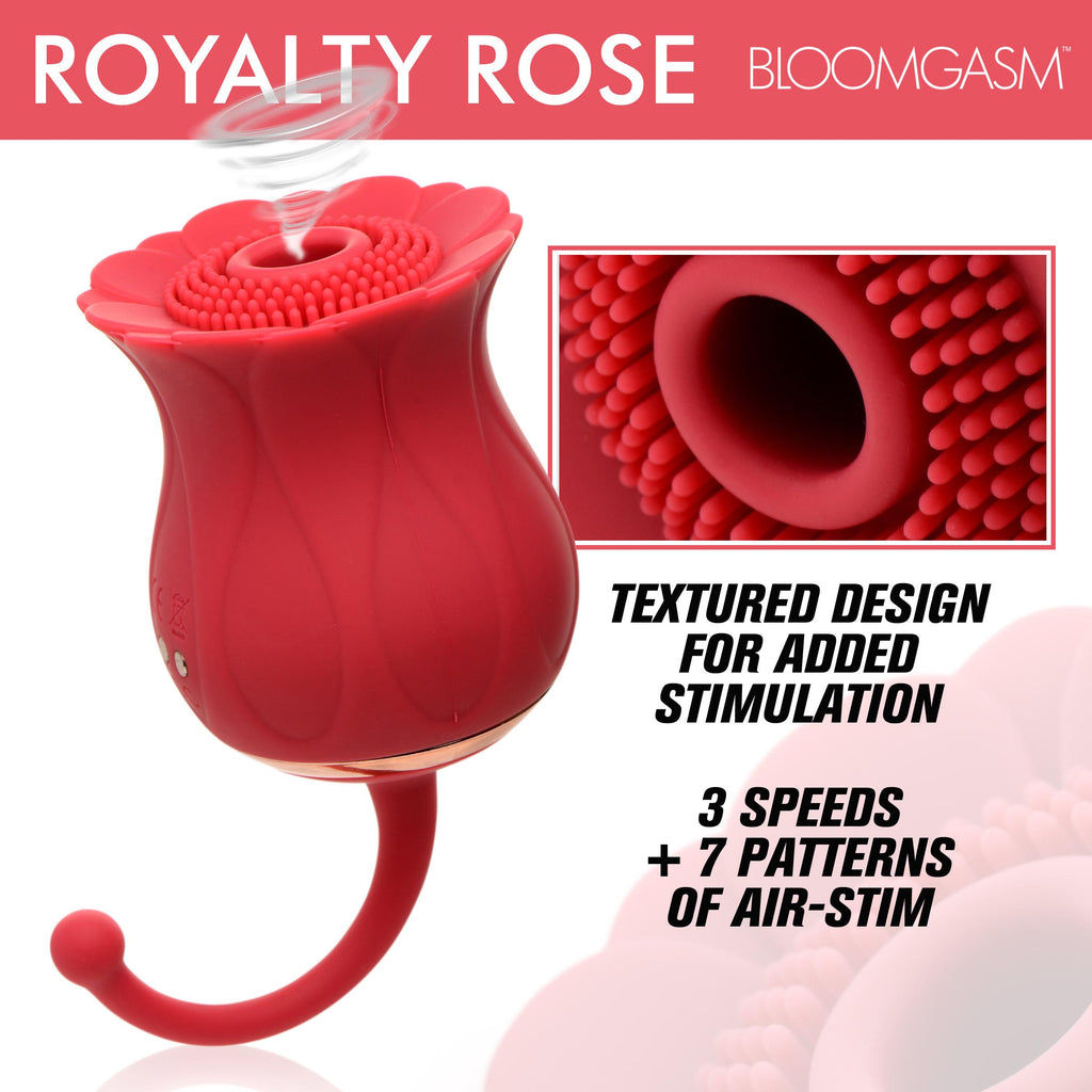 Bloomgasm Royalty Rose Textured Suction Clit Stimulator Red