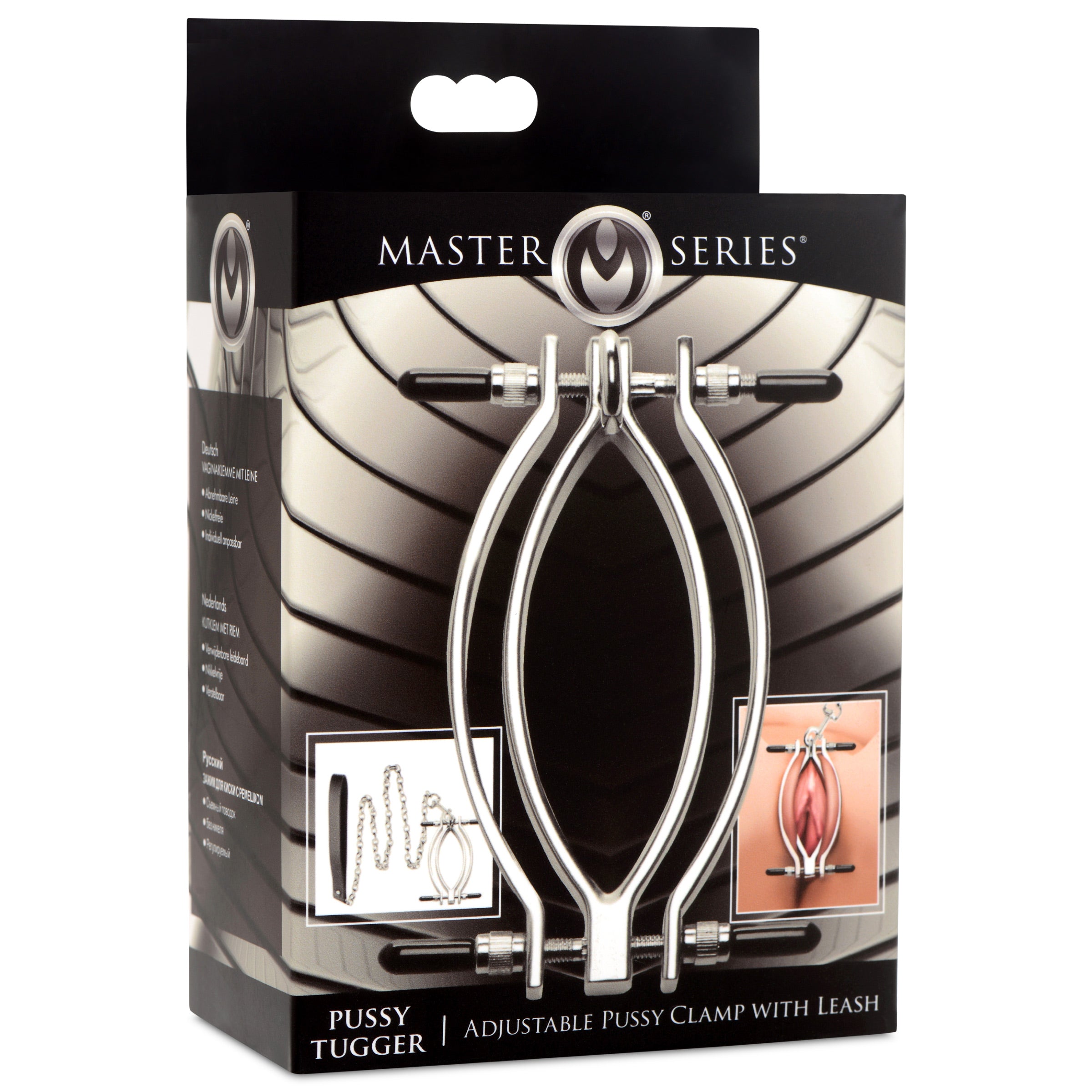 Master Series Adjustable Pussy Clamp with Leash Grey