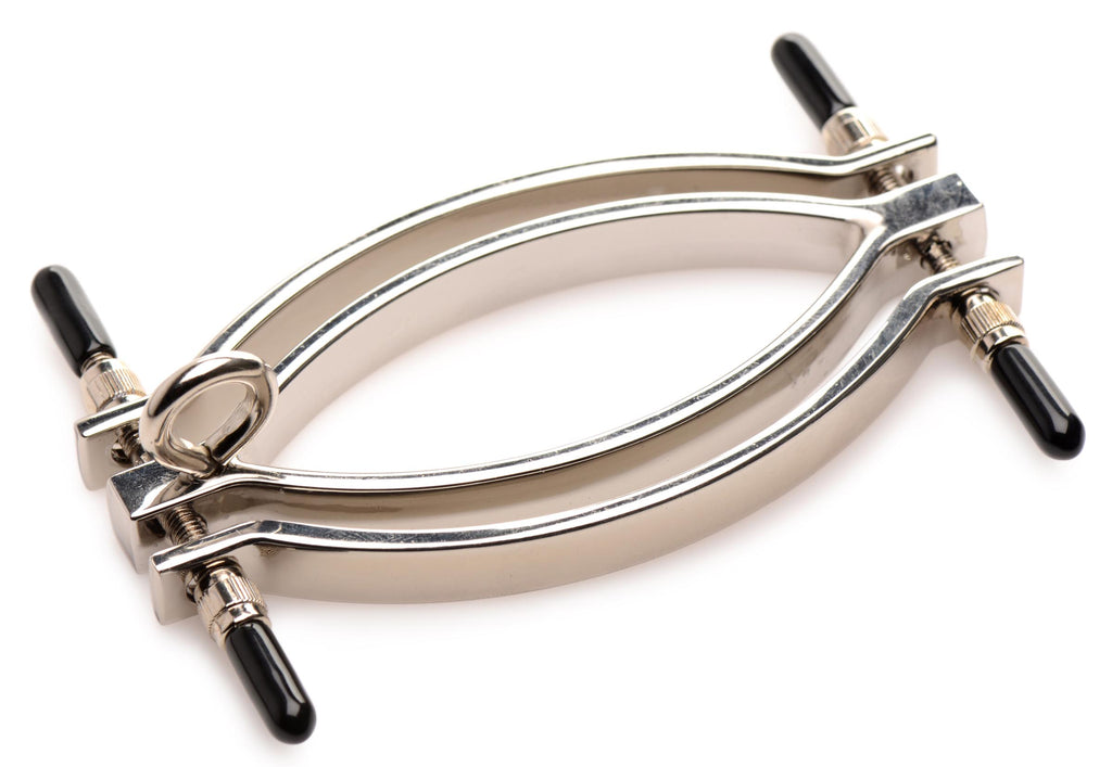 Master Series Adjustable Pussy Clamp with Leash Grey