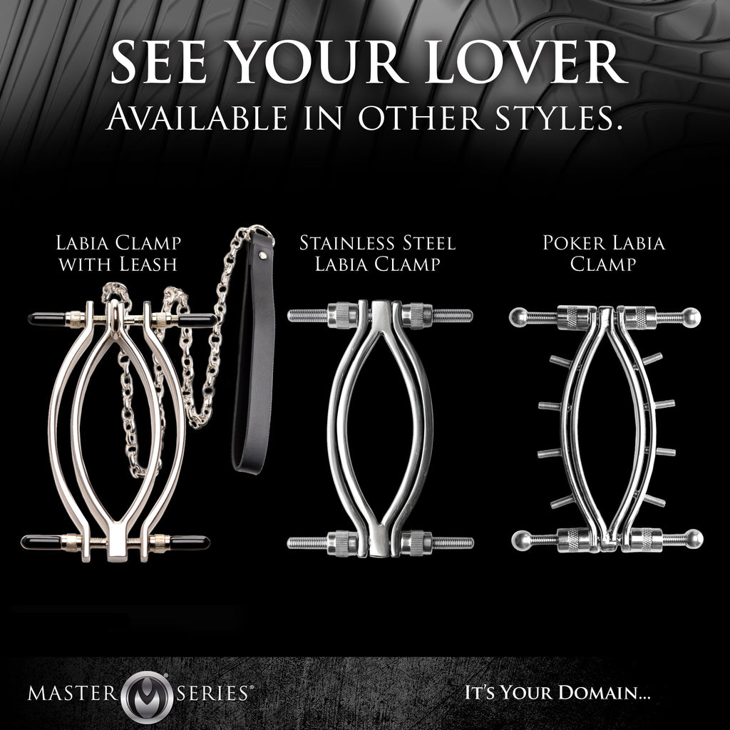 Master Series Adjustable Pussy Clamp with Leash Grey