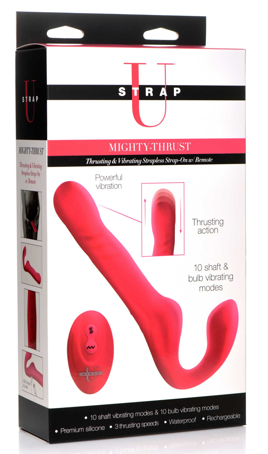 Strap U 30X Thrusting and Vibrating Strapless Strap-On With Remote Control Pink