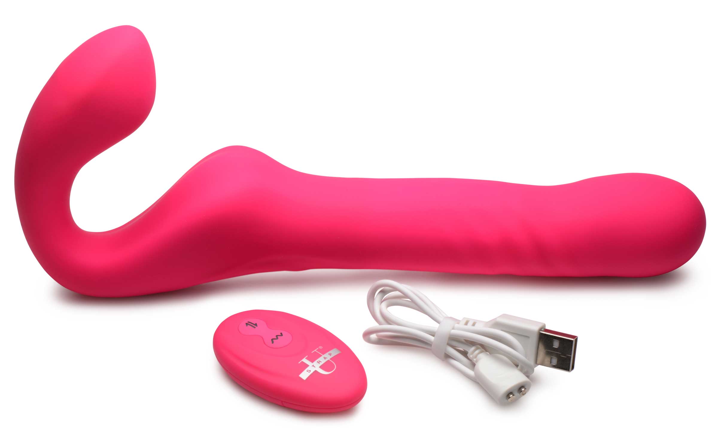 Strap U 30X Thrusting and Vibrating Strapless Strap-On With Remote Control Pink