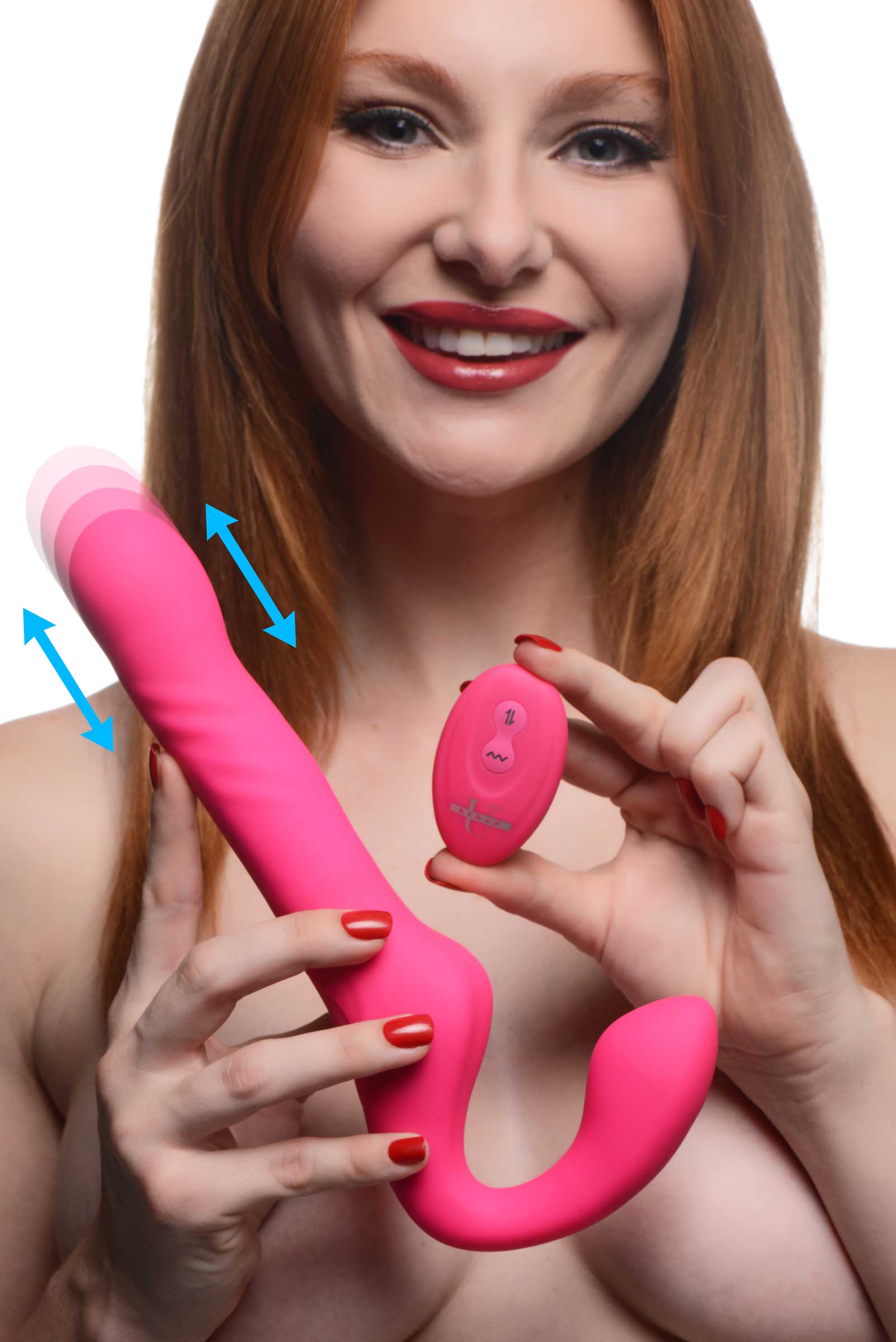 Strap U 30X Thrusting and Vibrating Strapless Strap-On With Remote Control Pink