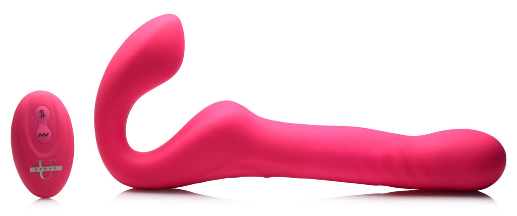 Strap U 30X Thrusting and Vibrating Strapless Strap-On With Remote Control Pink