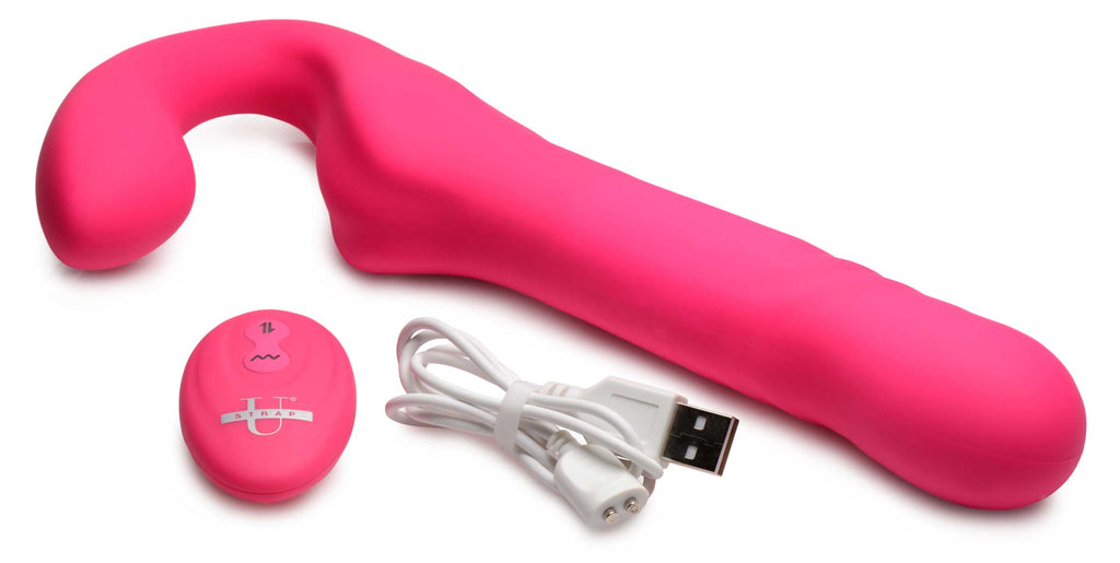 Strap U 30X Thrusting and Vibrating Strapless Strap-On With Remote Control Pink