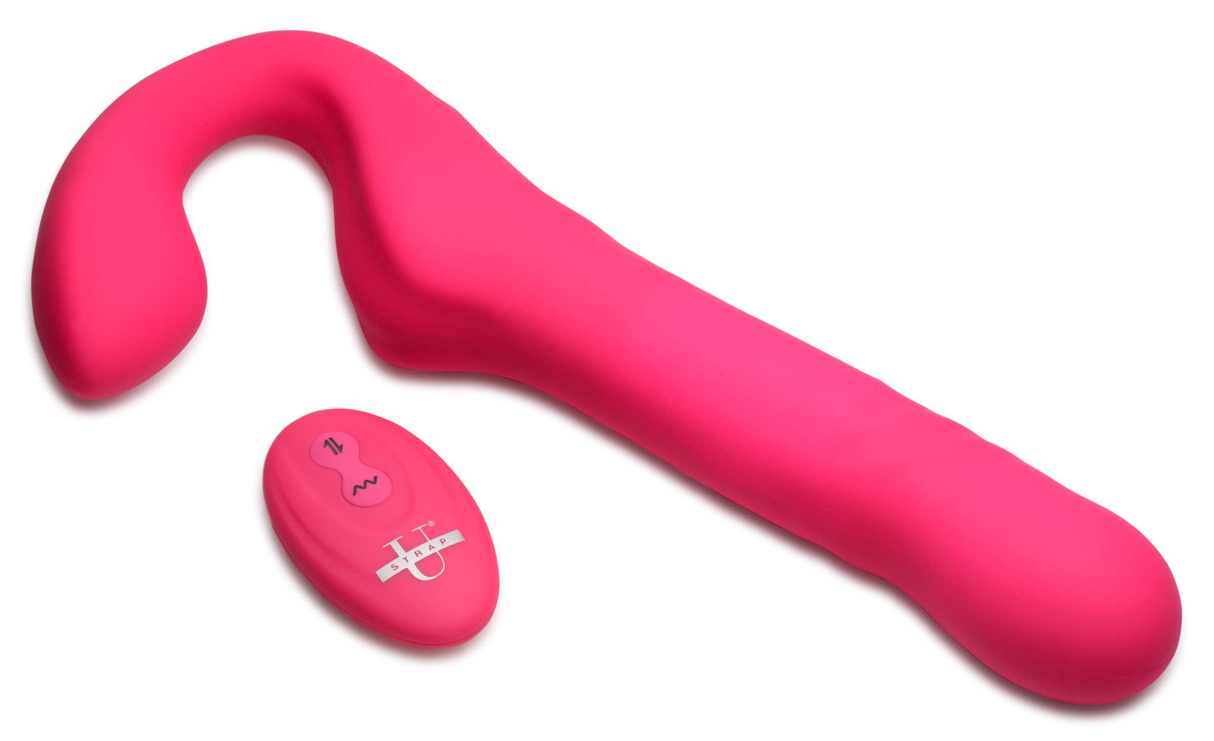 Strap U 30X Thrusting and Vibrating Strapless Strap-On With Remote Control Pink