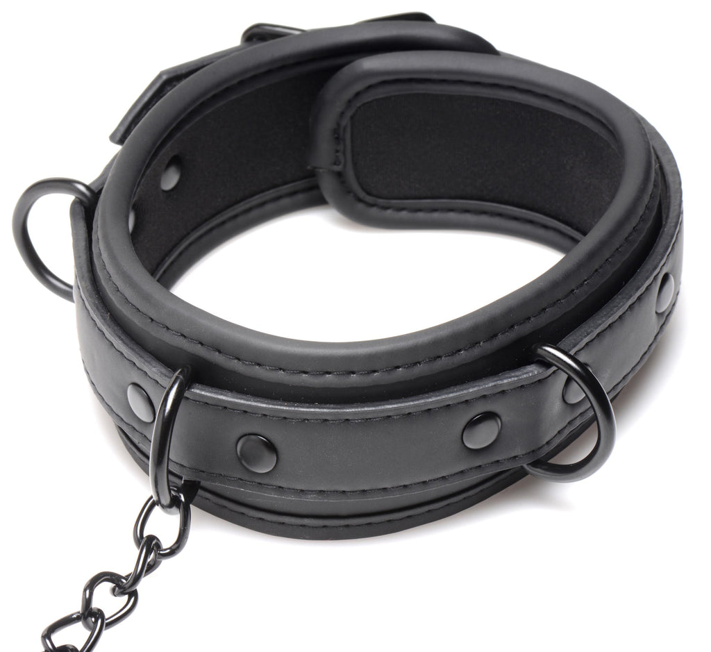 Master Series Collared Temptress Collar with Nipple Clamps Black