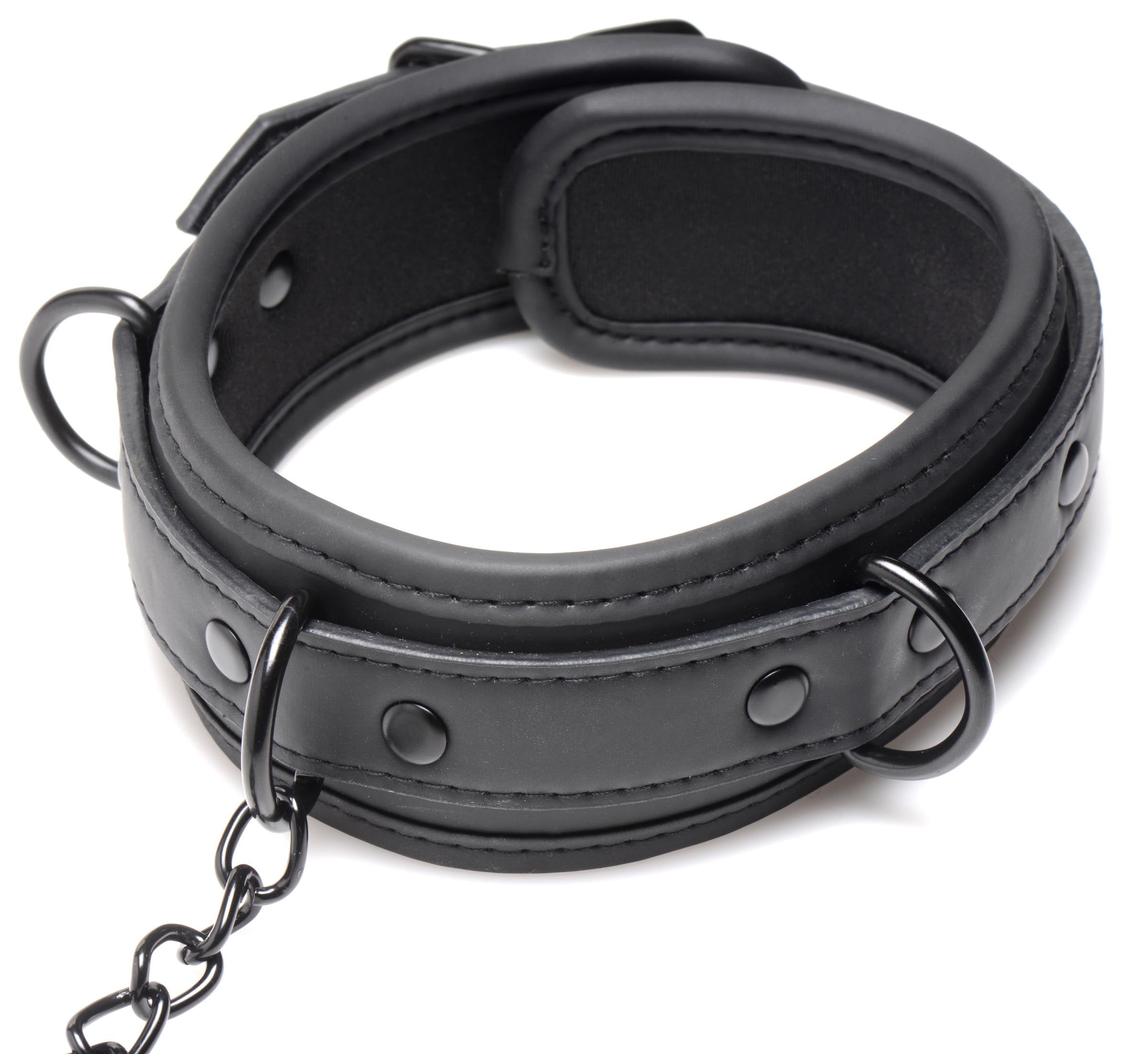 Master Series Collared Temptress Collar with Nipple Clamps Black