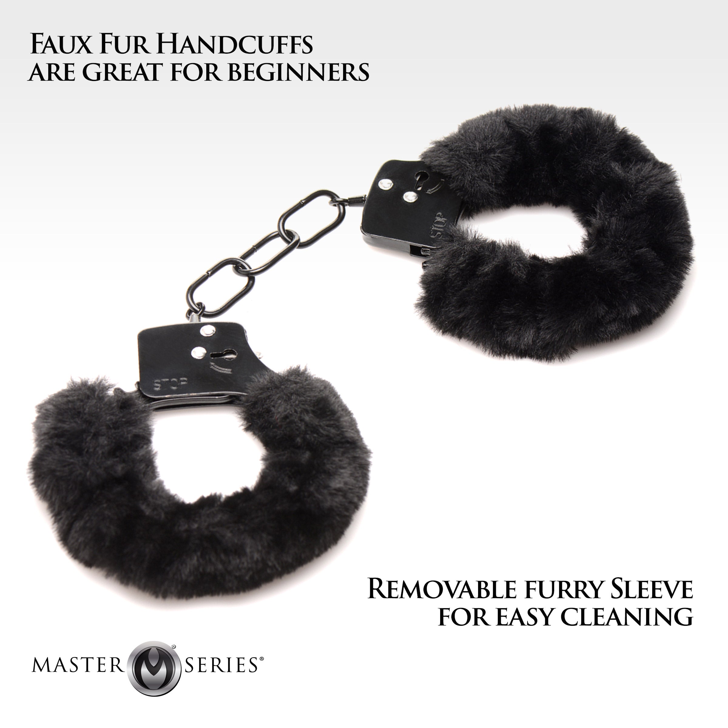 Master Series Cuffed In Fur Furry Handcuffs - Black Black