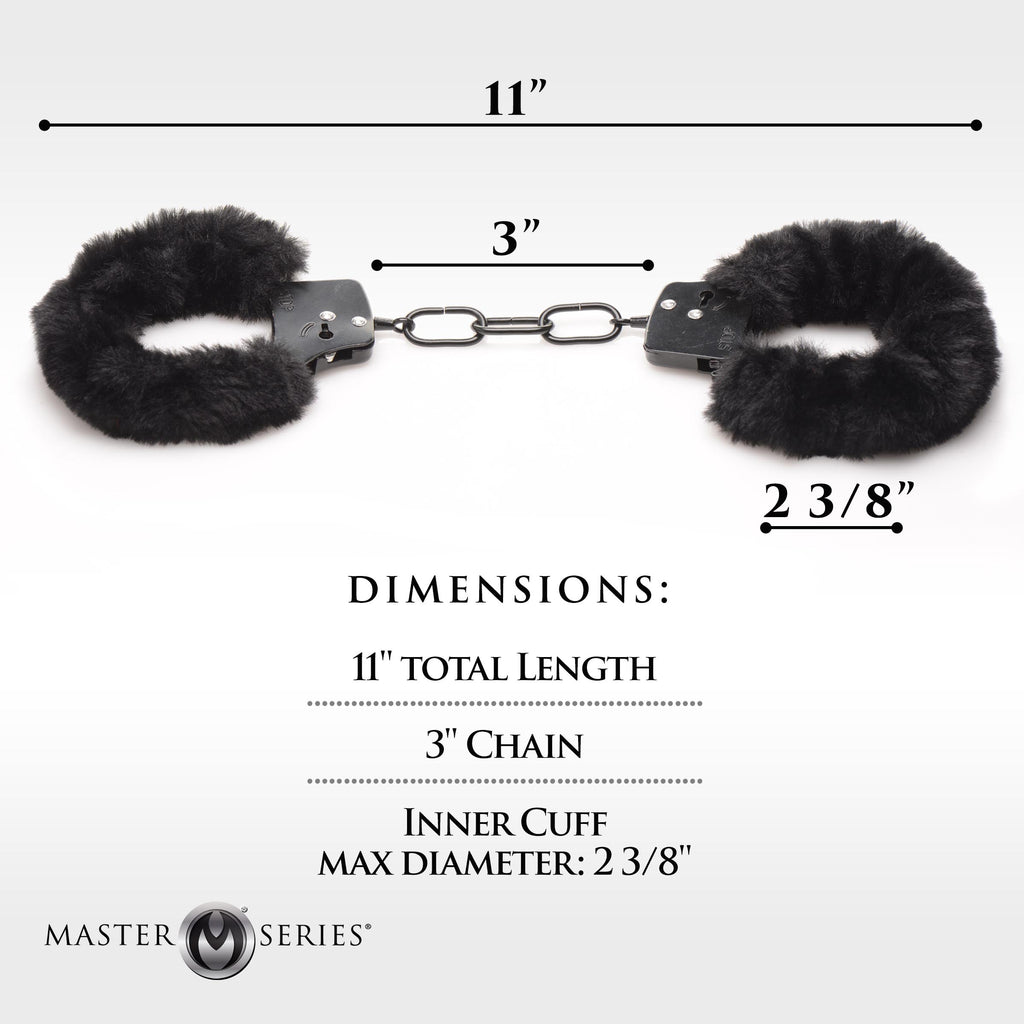 Master Series Cuffed In Fur Furry Handcuffs - Black Black