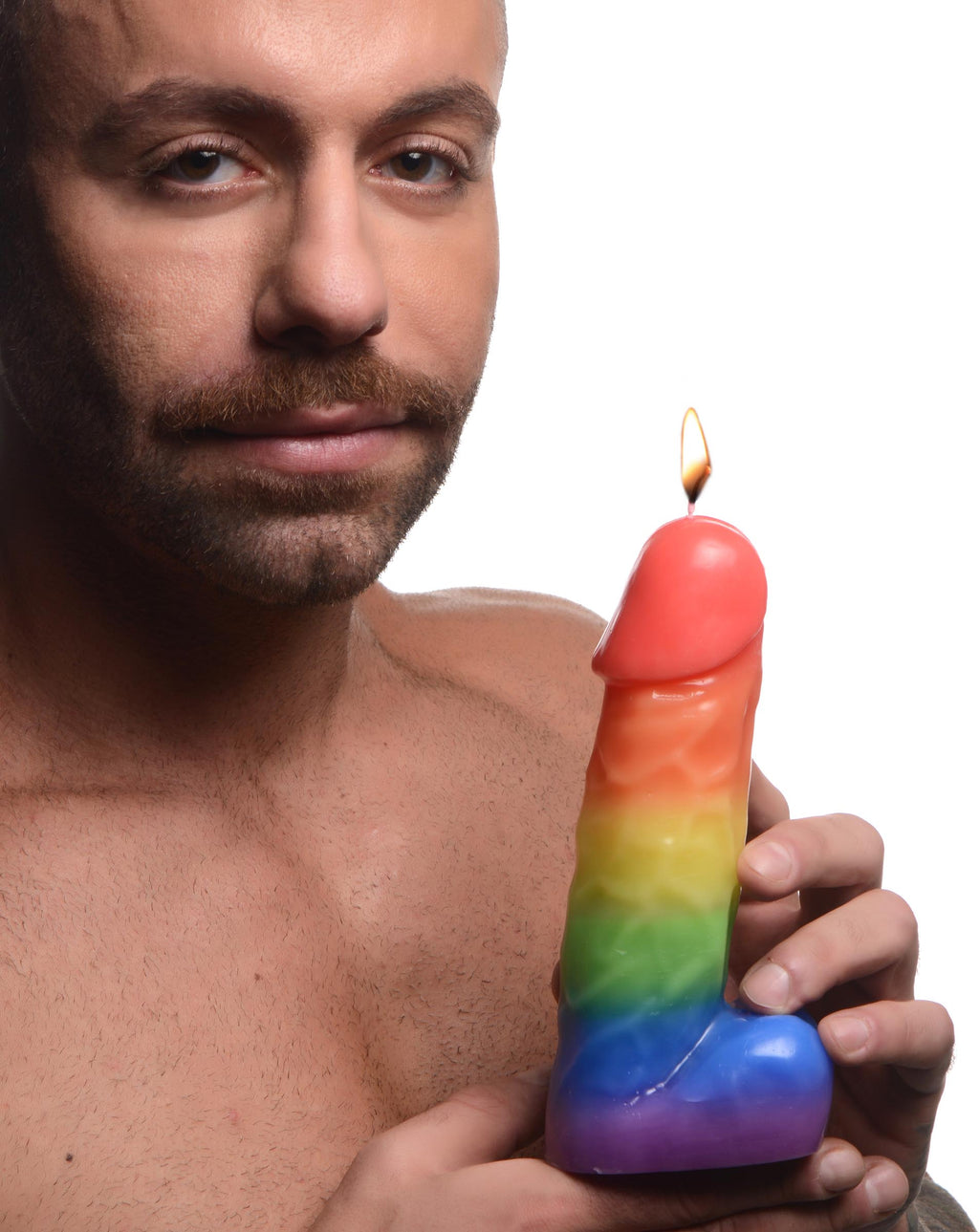 Master Series Pride Pecker Dick Drip Candle - Rainbow Multi
