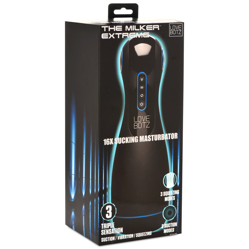 Lovebotz The Milker Extreme 16X Sucking, Squeezing, and Vibrating Masturbator Black