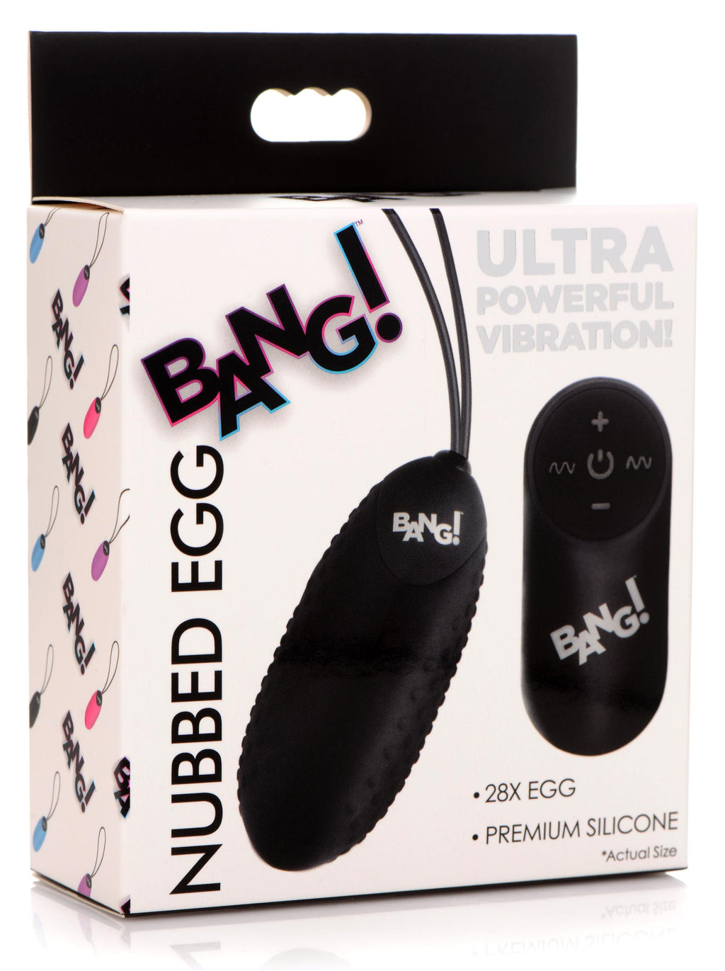 Bang! 28X Nubbed Silicone Vibrating Egg with Remote Control Black