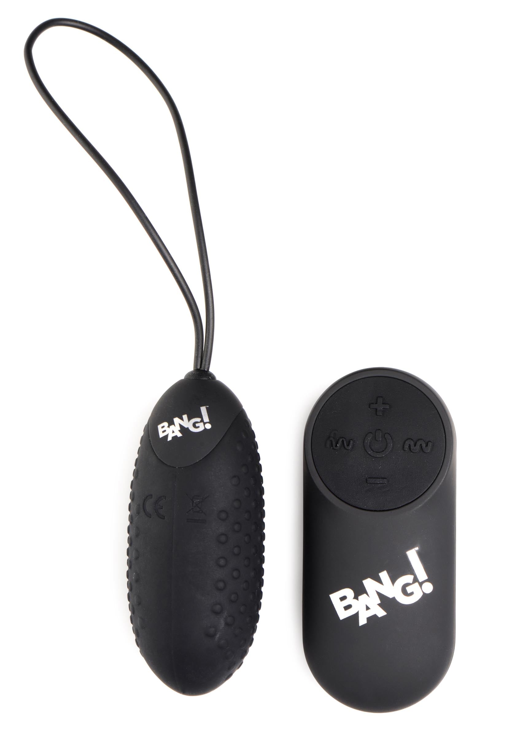 Bang! 28X Nubbed Silicone Vibrating Egg with Remote Control Black