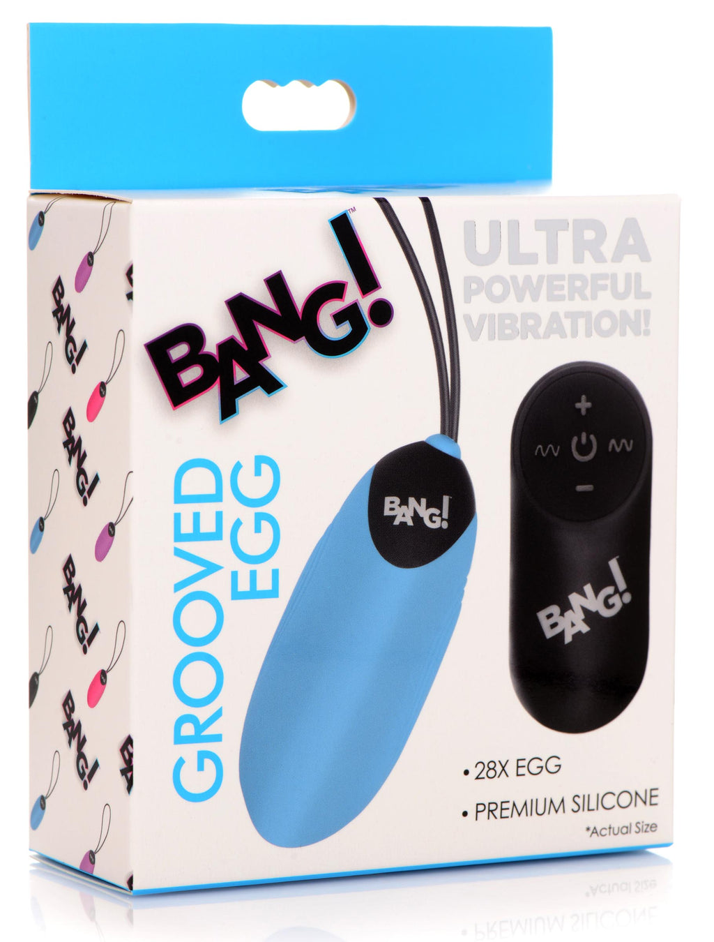 Bang! 28X Grooved Silicone Vibrating Egg with Remote Control Blue