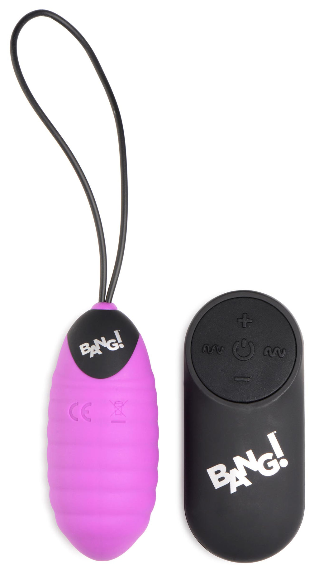 Bang! 28X Ribbed Silicone Vibrating Egg with Remote Control Purple
