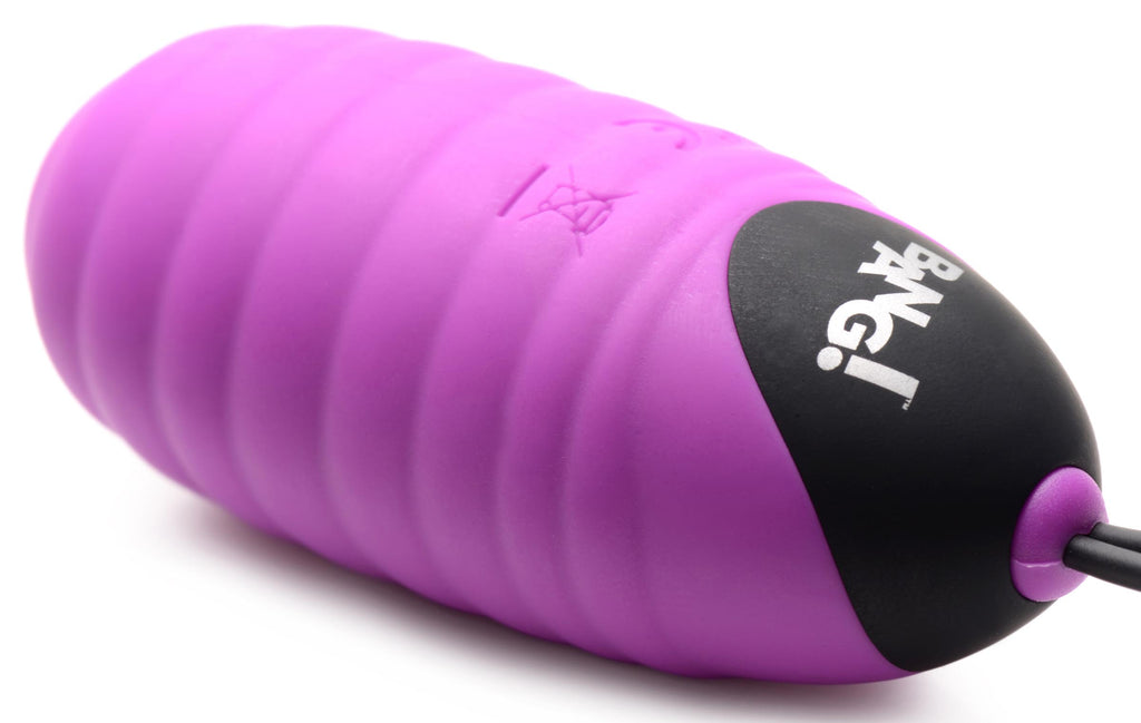 Bang! 28X Ribbed Silicone Vibrating Egg with Remote Control Purple