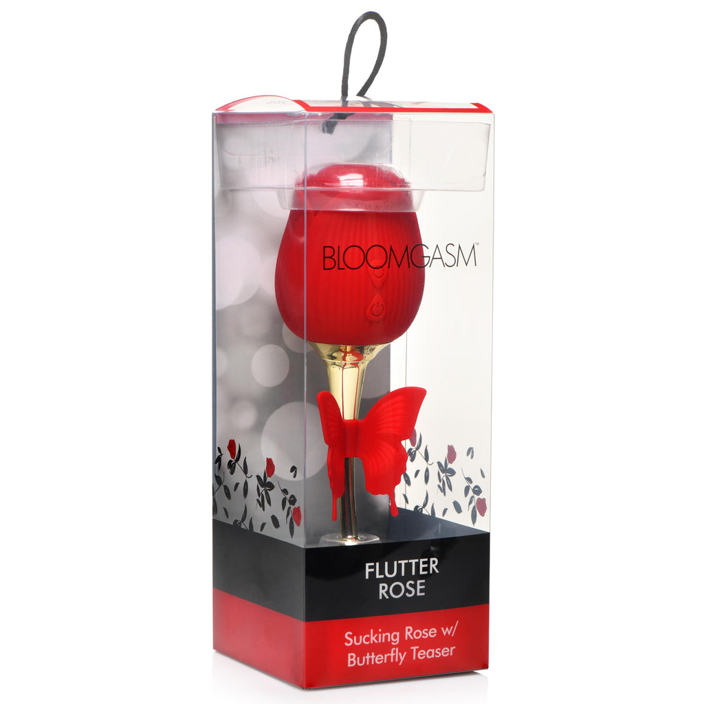 Bloomgasm Bloomgasm Flutter Rose Clit Sucking Stimulator with Butterfly Teaser Red