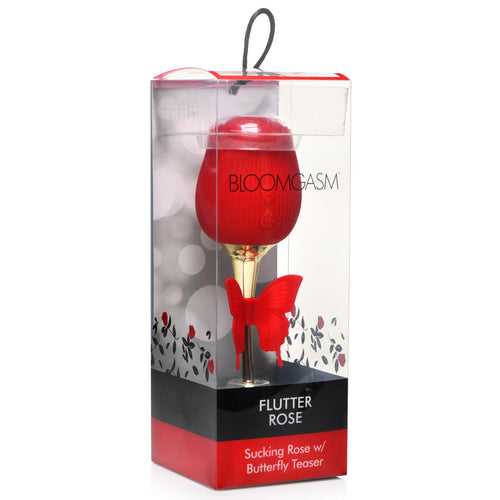 Bloomgasm Bloomgasm Flutter Rose Clit Sucking Stimulator with Butterfly Teaser Red