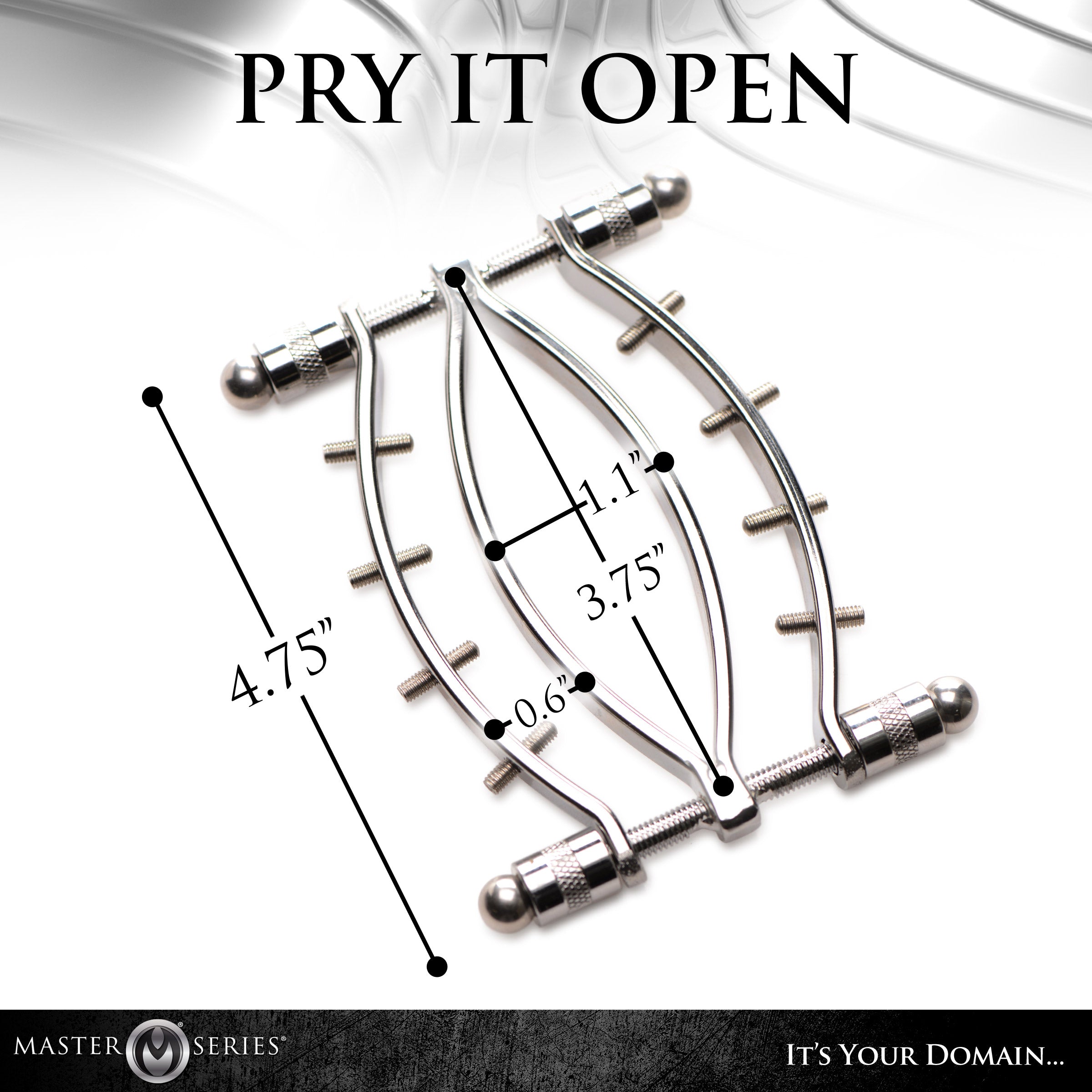 Master Series Spread Em Stainless Steel Poker Labia Clamp with Adjustable Pressure Screws Grey