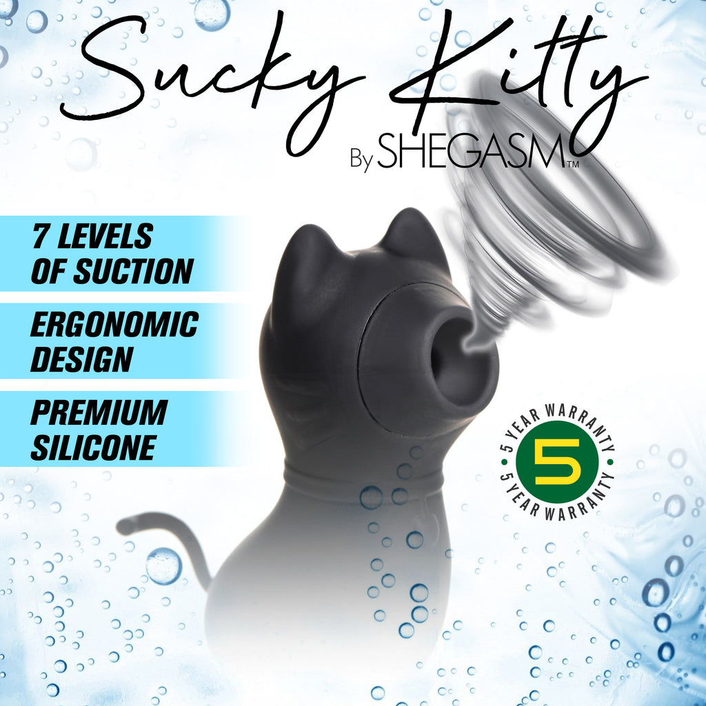 Shegasm Sucky Kitty Silicone Clitoral Stimulator - Black Black