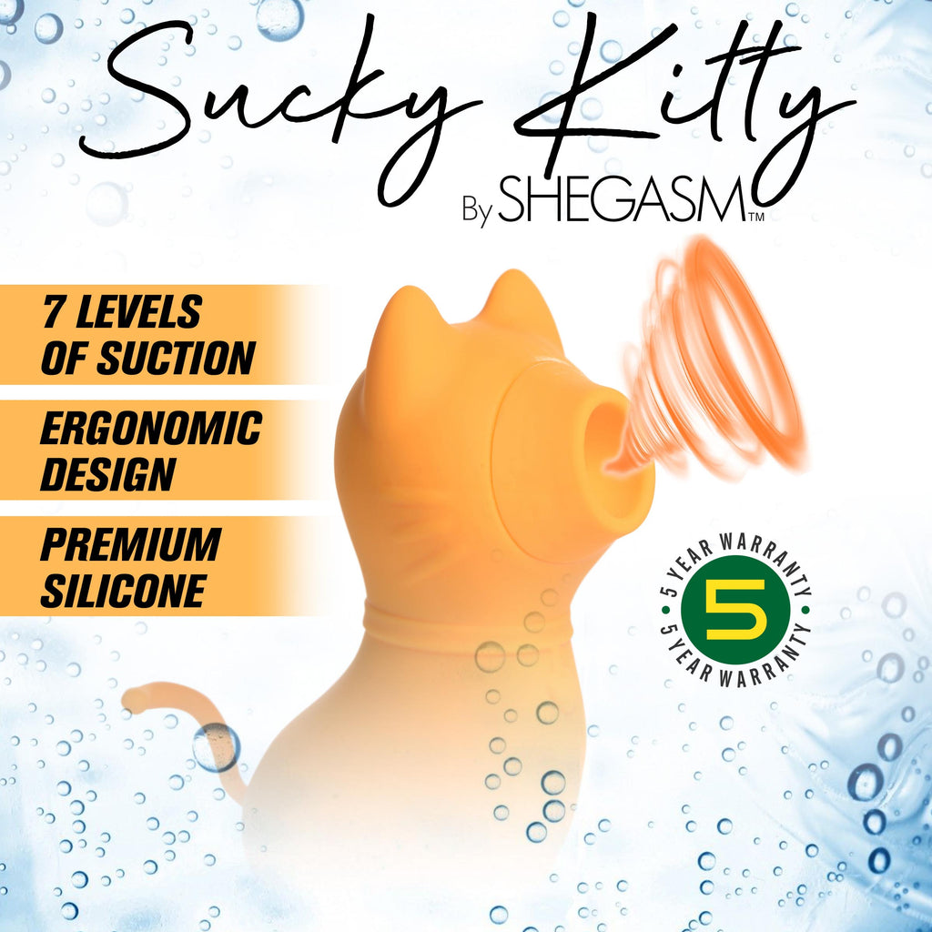 Shegasm Sucky Kitty Silicone Clitoral Stimulator - Black Orange