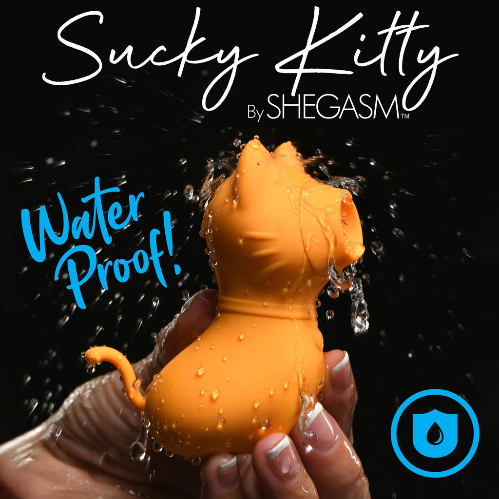 Shegasm Sucky Kitty Silicone Clitoral Stimulator - Black Orange