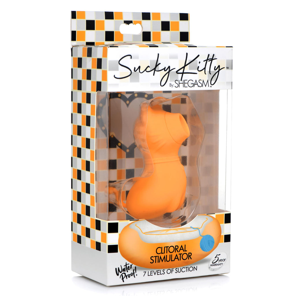 Shegasm Sucky Kitty Silicone Clitoral Stimulator - Black Orange