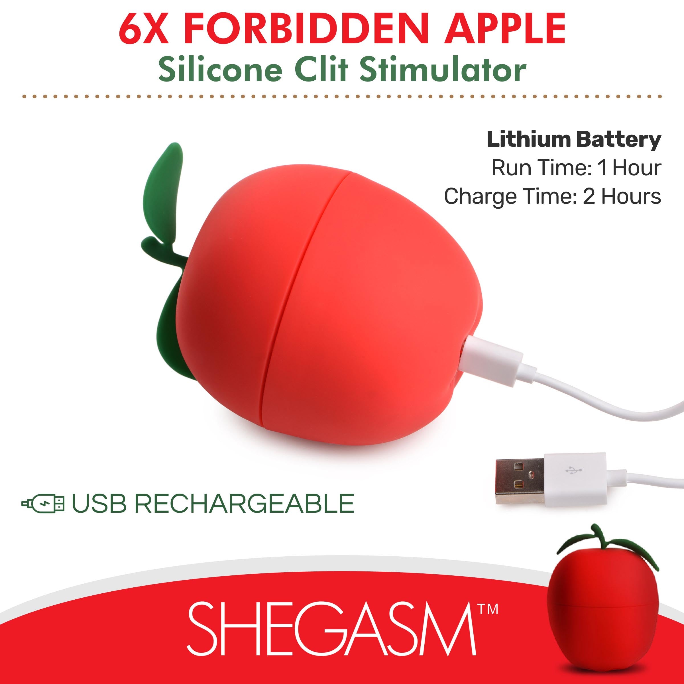 Shegasm 6X Forbidden Apple Silicone Clit Stimulator Red
