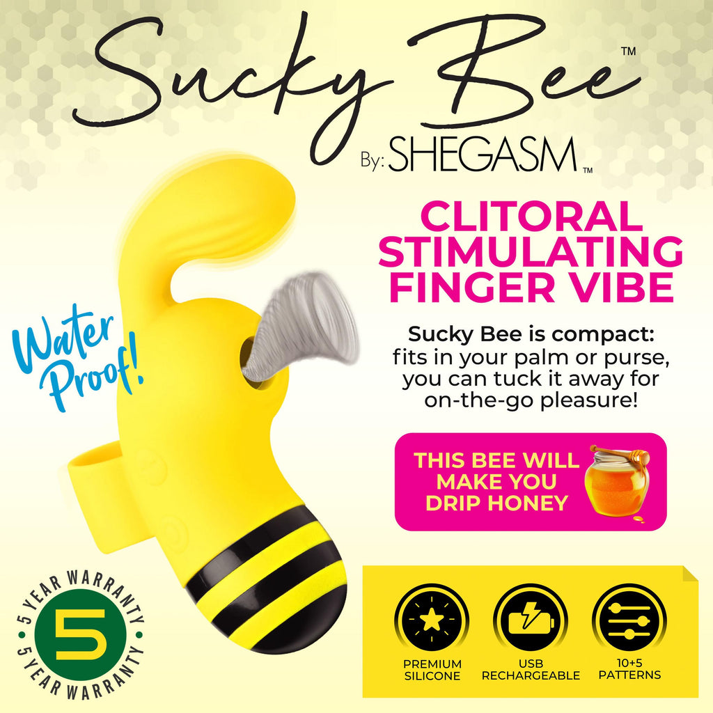 Shegasm Sucky Bee Clitoral Stimulating Finger Vibe Yellow