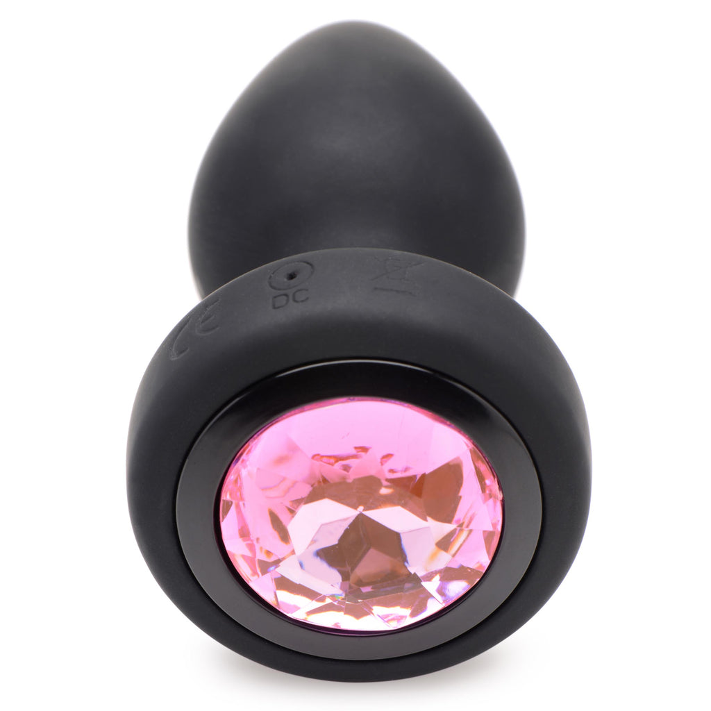 Booty Sparks 28X Vibrating Silicone Pink Gem Anal Plug - Small Pink